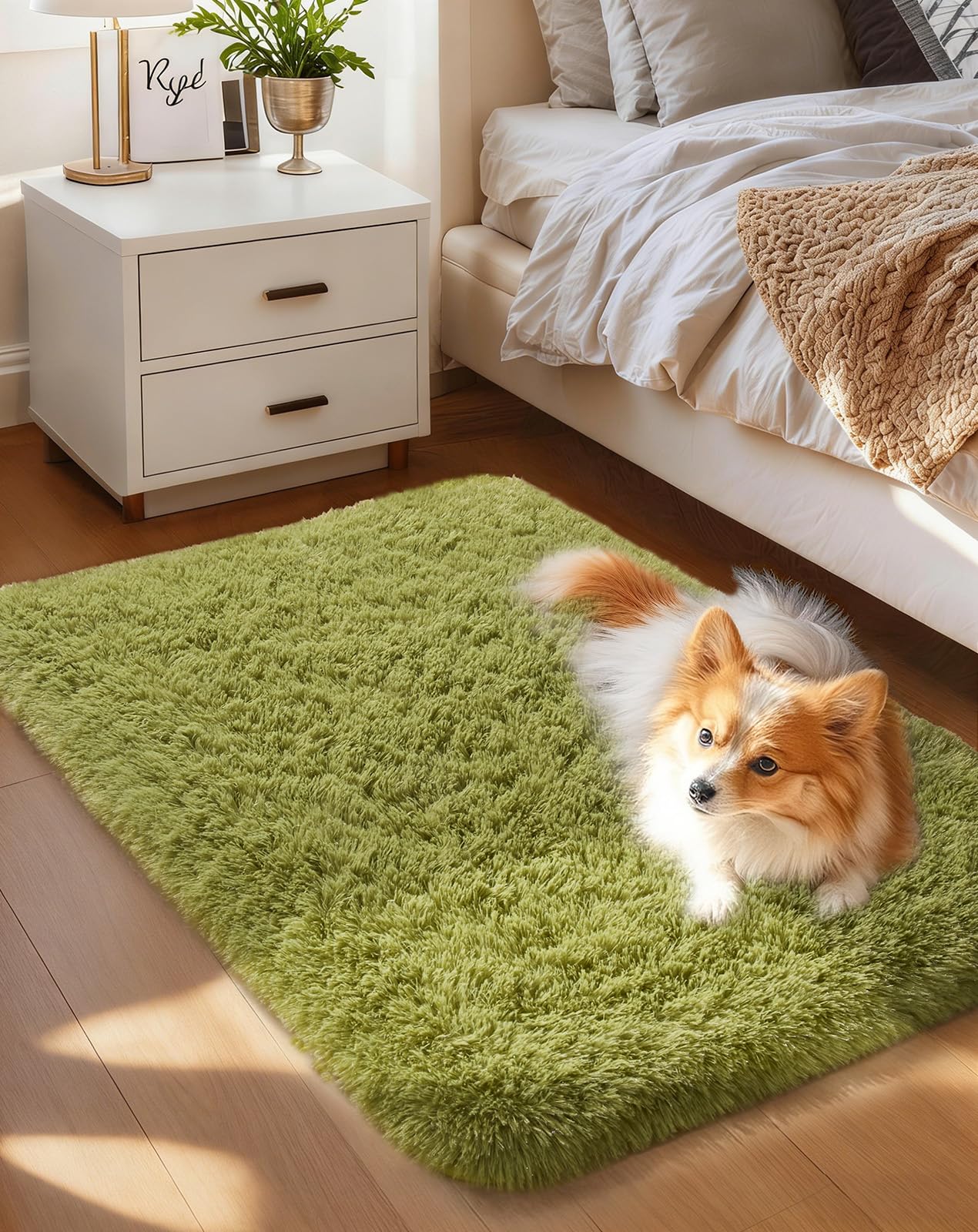Ophanie Beige Rugs for Living Room Bedroom, 5x8 Fluffy Fuzzy Furry Carpet, Plush Soft Shaggy Bedside Indoor Floor Area Rug for Kids Girls Boys Baby Teen Dorm Nursery Home Decor Aesthetic