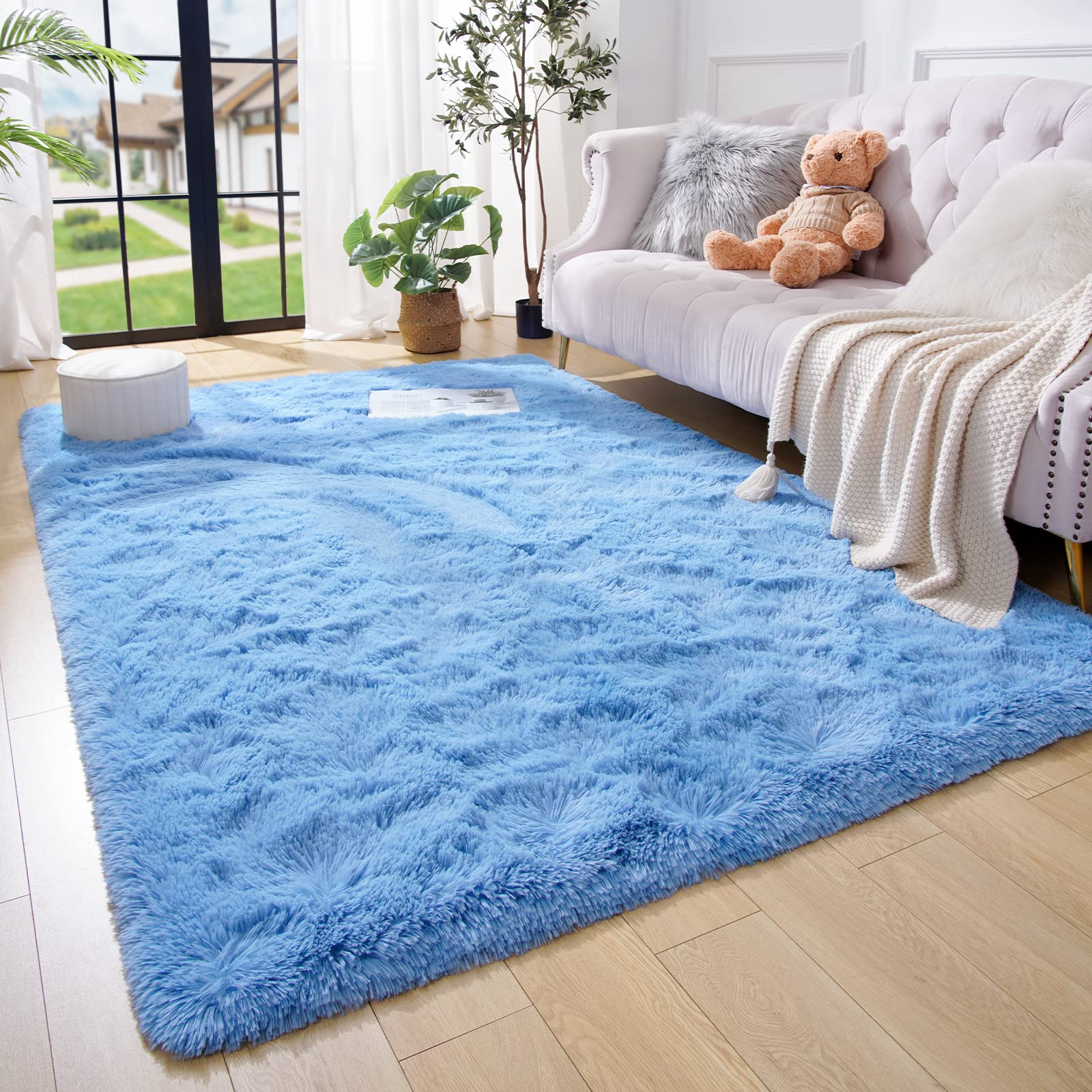 Amearea Yellow 6×9ft Soft Shag Rug, Non-slip Fluffy Carpet for Bedroom, Living Room & Nursery