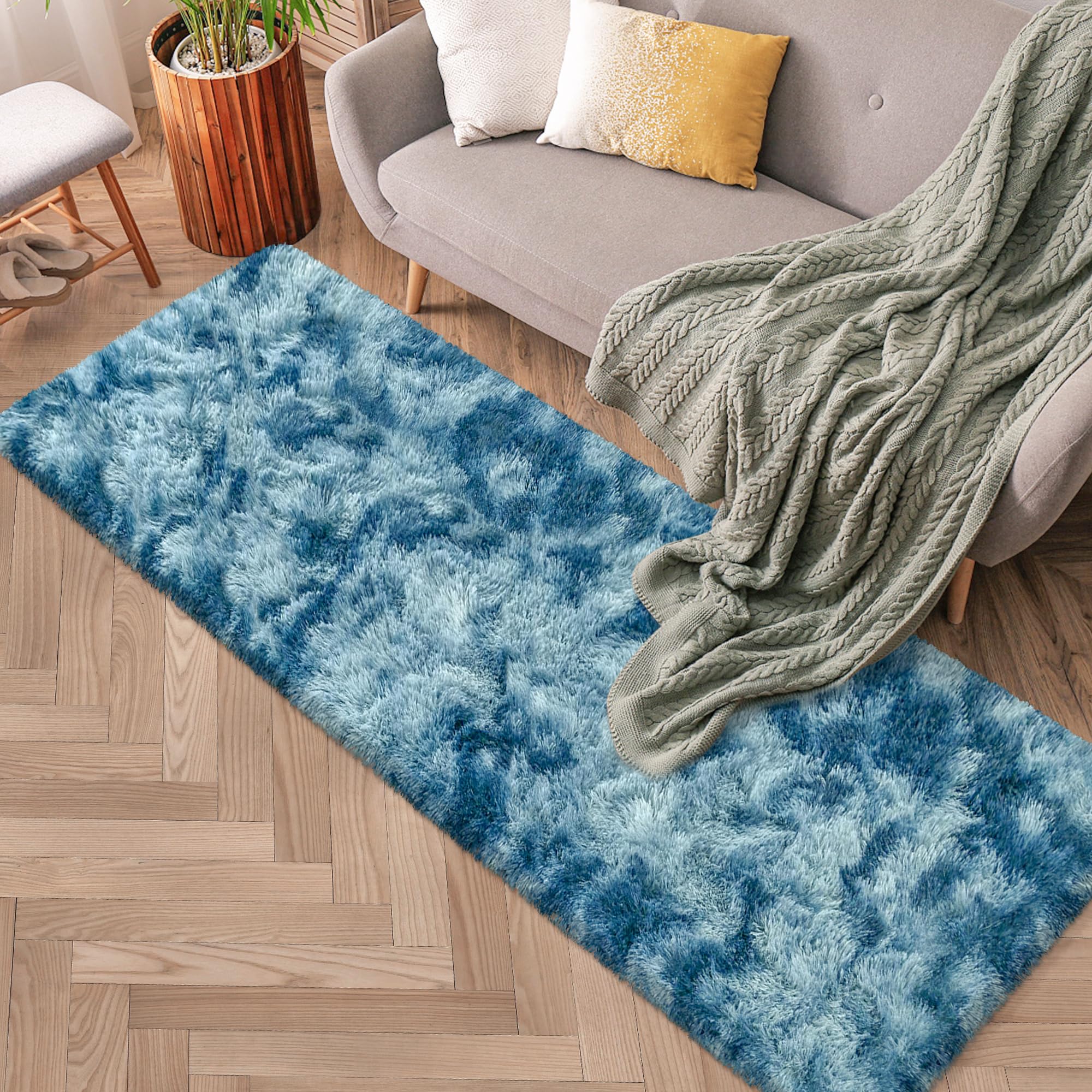 5x8 Ft Light Grey Large Area Rugs for Bedroom,Fluffy Furry Rug Floor Carpets Shaggy Playing Mat for Kids Baby Girls Room Nursery Home Decor Tie Dyed Gray Thick Rugs Fuzzy Home Decor