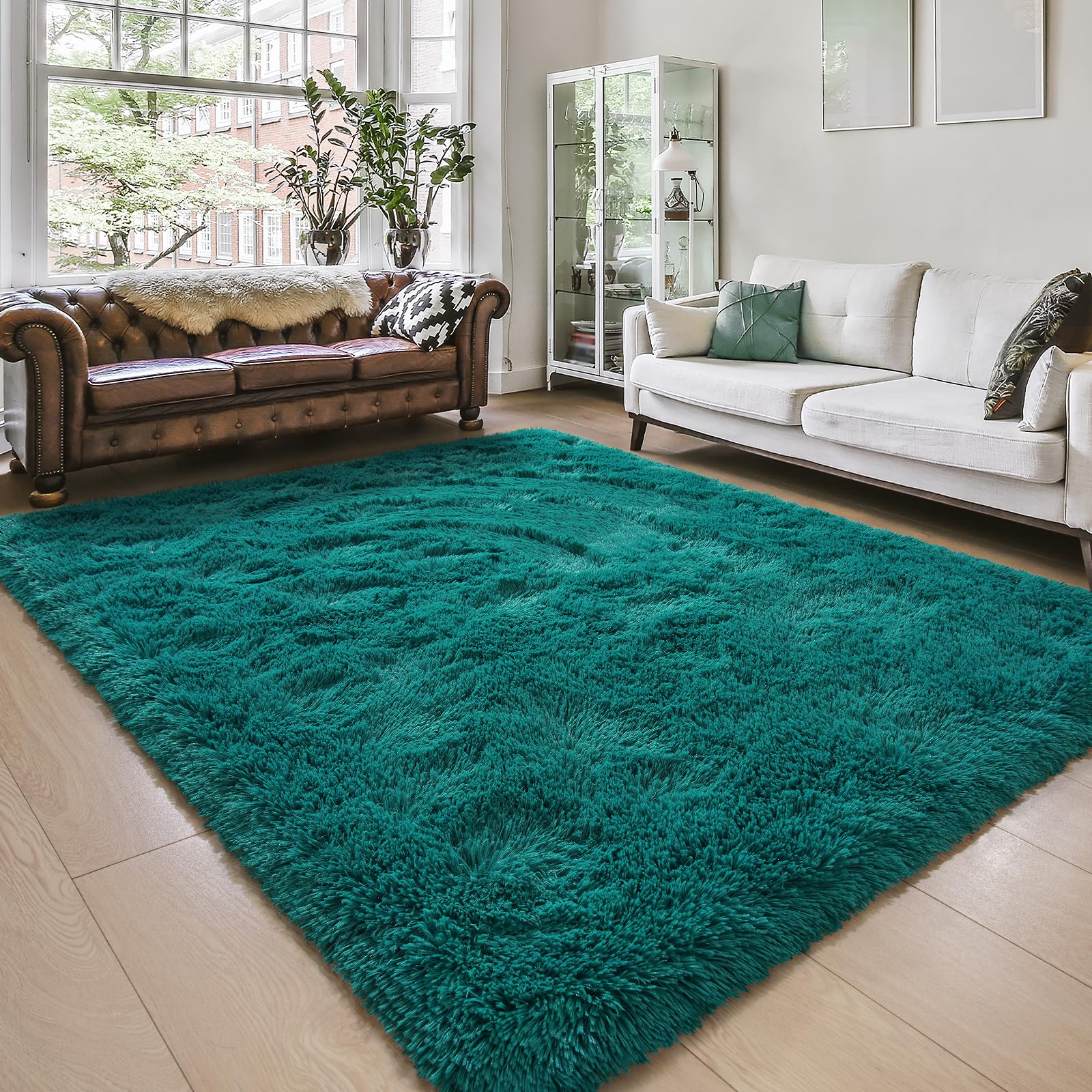 Amearea Yellow 6×9ft Soft Shag Rug, Non-slip Fluffy Carpet for Bedroom, Living Room & Nursery