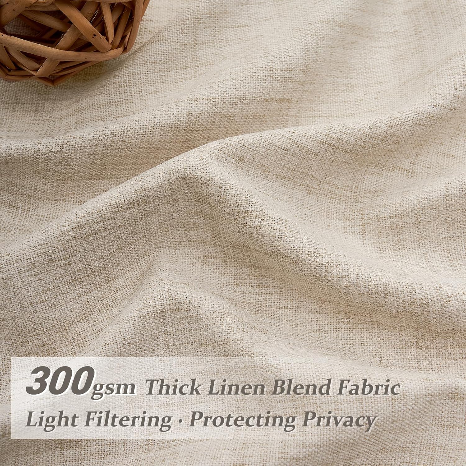 PleatedDrapes 96 Inch Curtains 2 Panel Set, Modern Linen Pleat Back Tab Dining Room Window Curtains Light Filtering Aesthetic Semi Sheer Living Room Drapes with Hooks Ring Cream Oatmeal W40 x L96