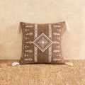 Embroidered Decorative Throw Pillow Cushion, Boho Design with Tassels for Home Accent Decor, Pillow Case Cover with Ultra Soft Insert for Sofa Couch Bed,18x18 Inch (Brown, 18×18 Inch)