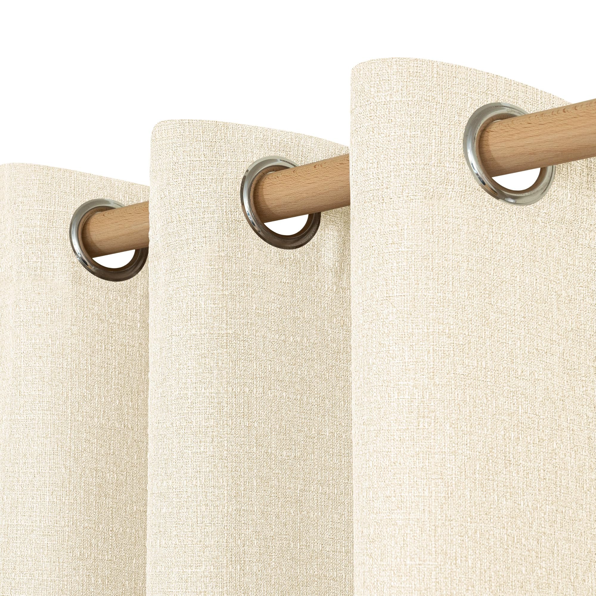 LAMIT Natural Beige Linen Curtains for Bedroom, 84 inches Grommet Thermal Insulated Thick Burlap Farmhouse Neutral Curtains Noise Reducing Light Filtering Drapes for Living Room, 2 Panels, W60 x L84