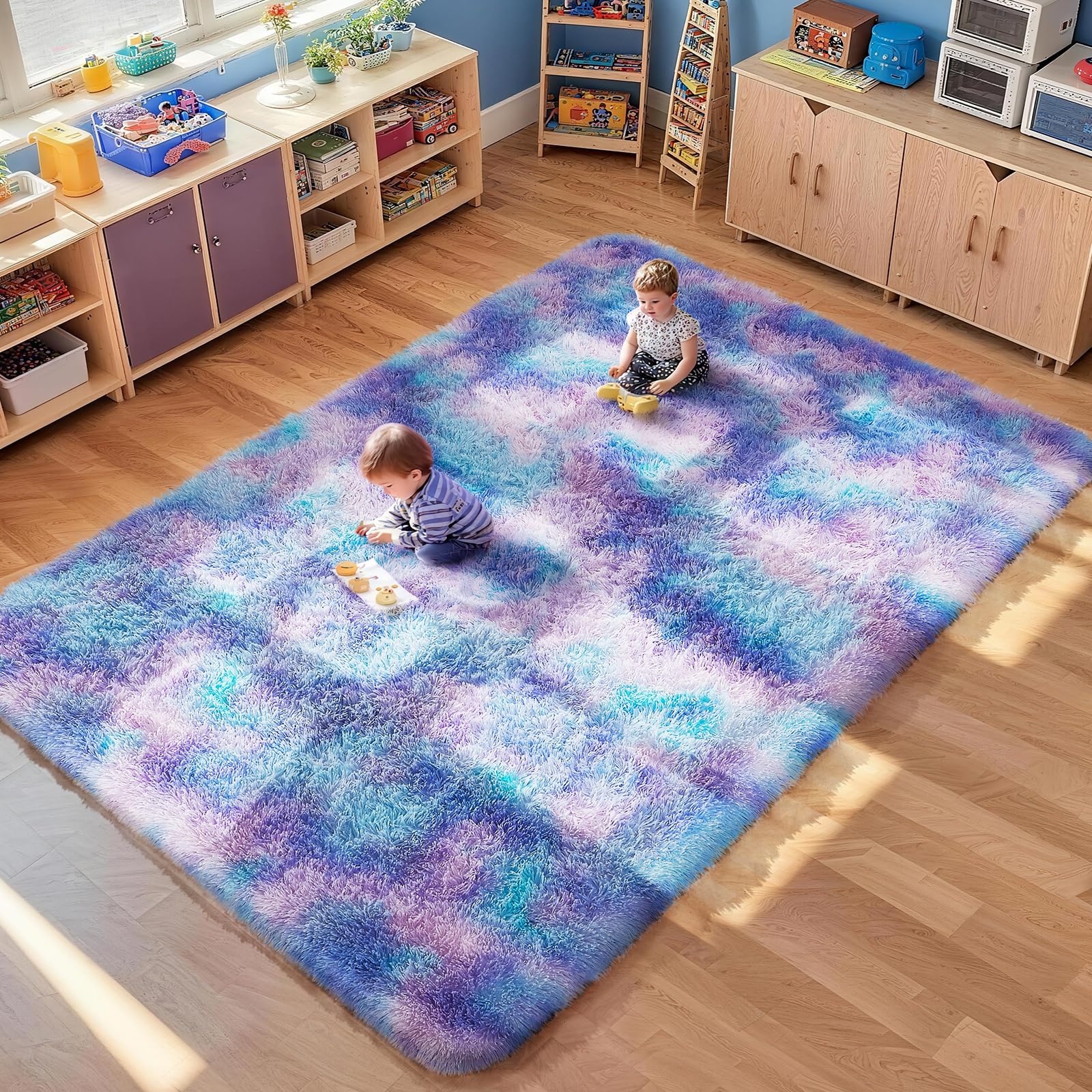 Ophanie Beige Rugs for Living Room Bedroom, 5x8 Fluffy Fuzzy Furry Carpet, Plush Soft Shaggy Bedside Indoor Floor Area Rug for Kids Girls Boys Baby Teen Dorm Nursery Home Decor Aesthetic