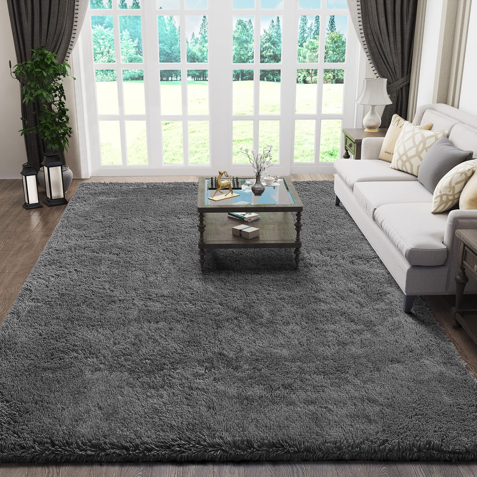 Ophanie Beige Rugs for Living Room Bedroom, 5x8 Fluffy Fuzzy Furry Carpet, Plush Soft Shaggy Bedside Indoor Floor Area Rug for Kids Girls Boys Baby Teen Dorm Nursery Home Decor Aesthetic