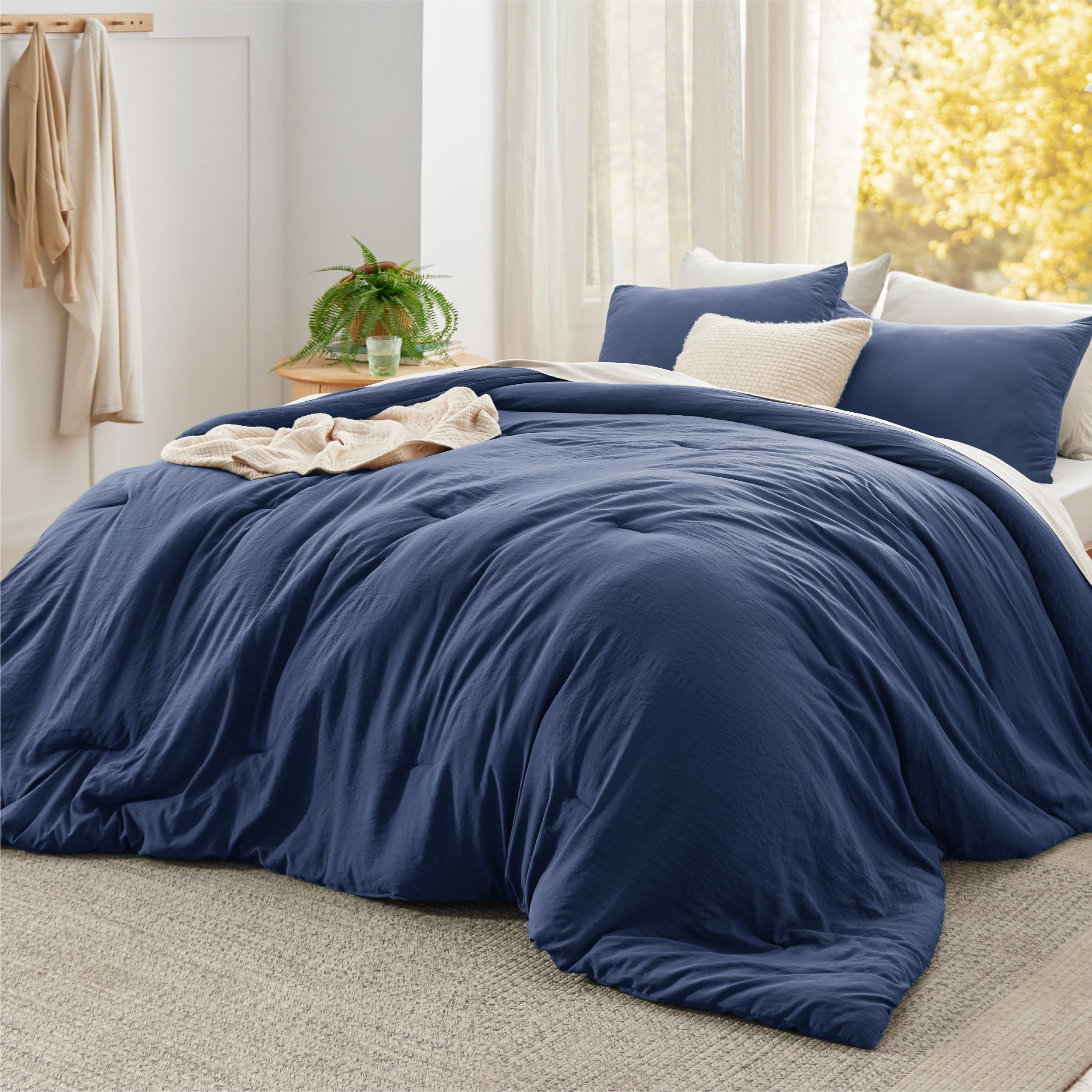 Bedsure King Comforter Set, Beige Soft Prewashed Bedding for All Seasons, 3 Pieces GentleSoft™ Bed Set, 1 Lightweight Comforter (104"x90") and 2 Pillowcases (20"x36")