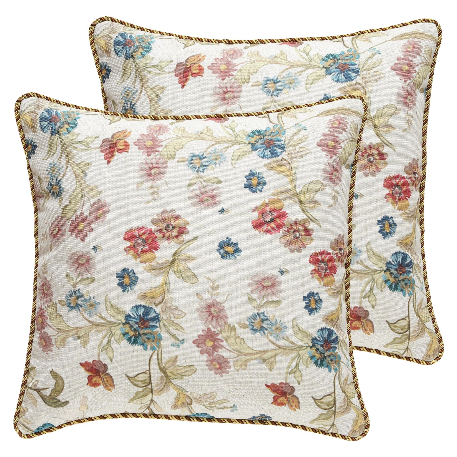 patdrea Designer Throw Pillow Covers for Couch 18"x18",Vintage Linen Pillows Cover with Cheetah Pattern and Luxury Pendant,Farmhouse Decorative Pillowcases for Bed Living Room Outdoor Set of 2
