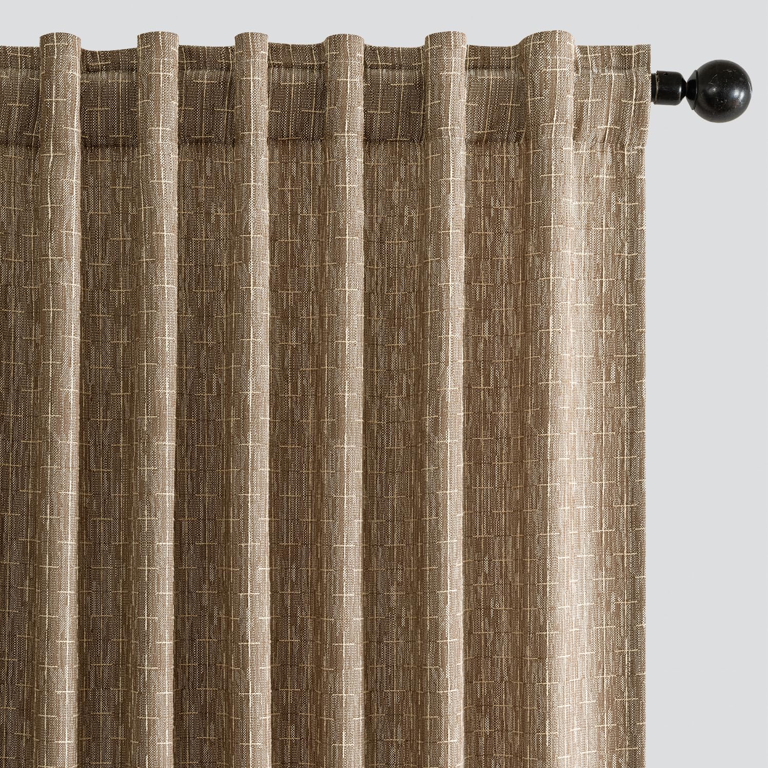 MIULEE Decorative Back Tab Linen Curtains with Geometric Pattern for Living Room Bedroom Farmhouse Rustic Thick Woven Textured Patterned Floor to Ceiling Drapes 102 Inch Long 2 Panels, Dark Grey