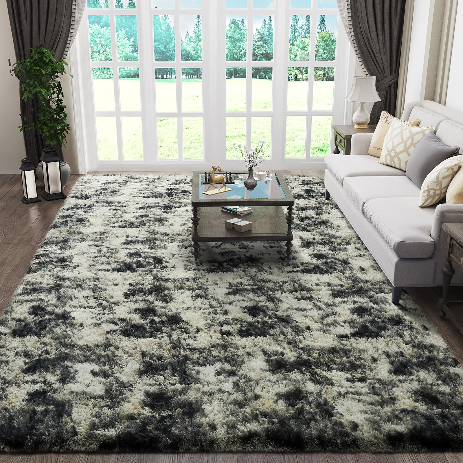 Ophanie Beige Rugs for Living Room Bedroom, 5x8 Fluffy Fuzzy Furry Carpet, Plush Soft Shaggy Bedside Indoor Floor Area Rug for Kids Girls Boys Baby Teen Dorm Nursery Home Decor Aesthetic