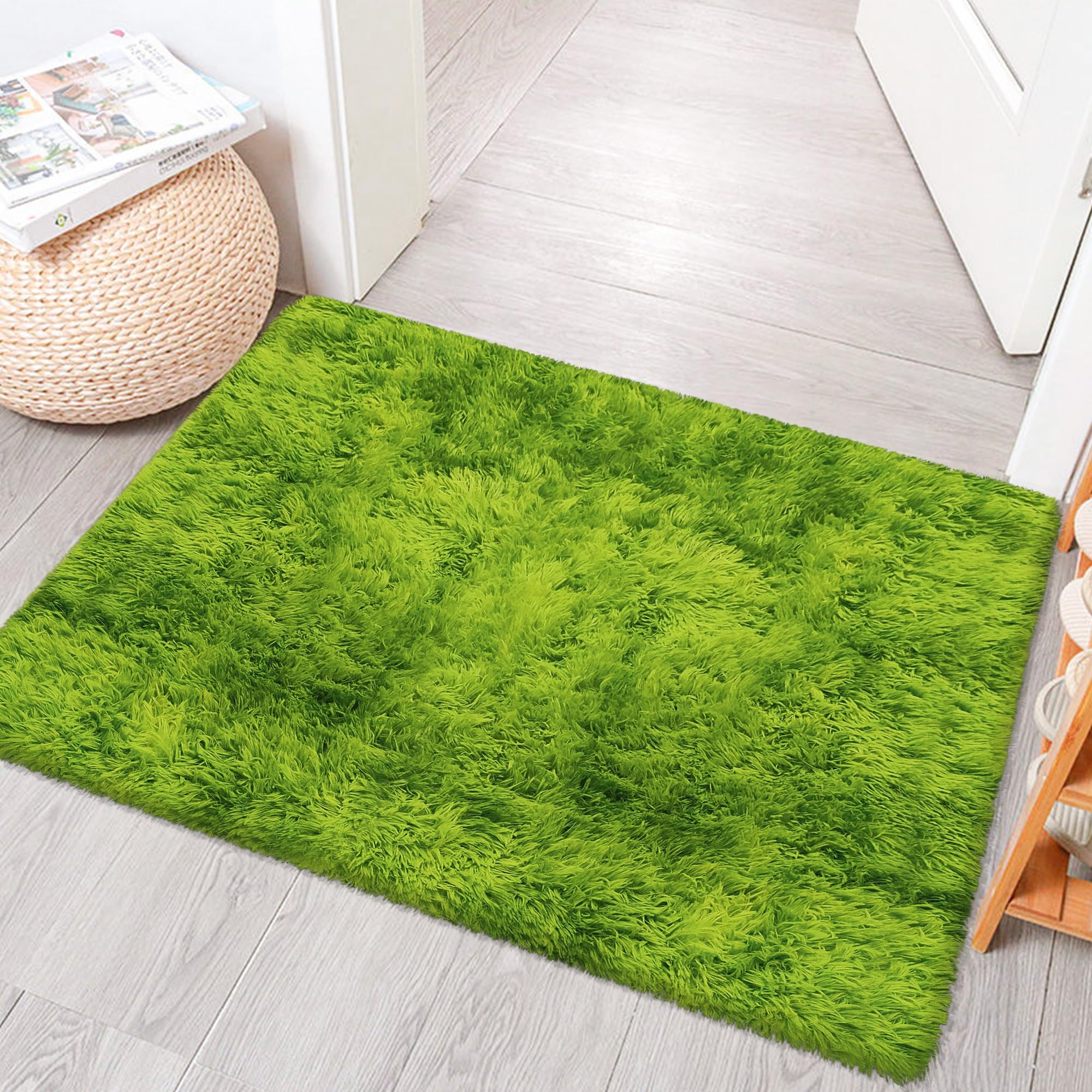 5x8 Ft Light Grey Large Area Rugs for Bedroom,Fluffy Furry Rug Floor Carpets Shaggy Playing Mat for Kids Baby Girls Room Nursery Home Decor Tie Dyed Gray Thick Rugs Fuzzy Home Decor