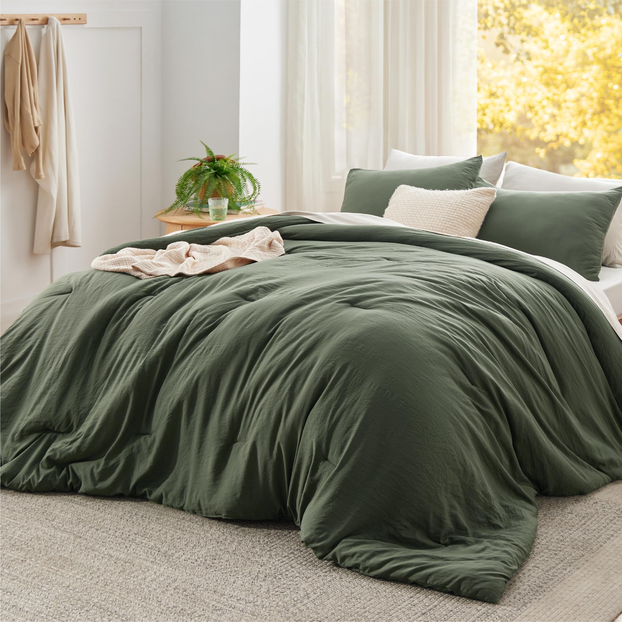 Bedsure King Comforter Set, Beige Soft Prewashed Bedding for All Seasons, 3 Pieces GentleSoft™ Bed Set, 1 Lightweight Comforter (104"x90") and 2 Pillowcases (20"x36")