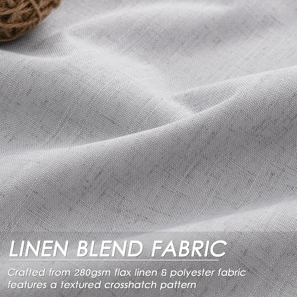 Nanspring Light Grey 100% Blackout Linen Curtains for Bedroom 90 Inches Long Back Tab Thermal Insulated Modern Luxury Simple Black Out Curtain for Living Room Dining Room Drapes 52x90, 2 Panels