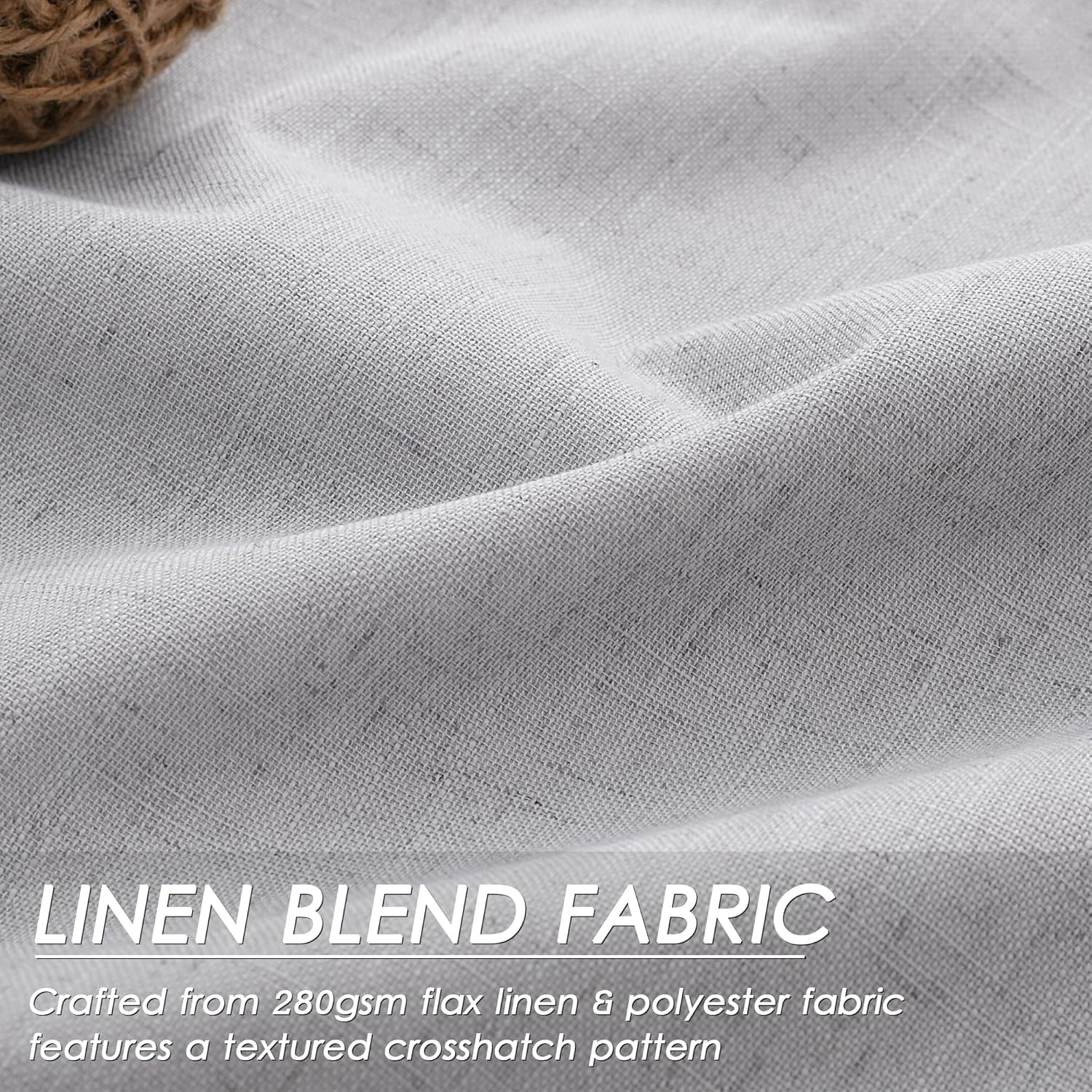 Nanspring Light Grey 100% Blackout Linen Curtains for Bedroom 90 Inches Long Back Tab Thermal Insulated Modern Luxury Simple Black Out Curtain for Living Room Dining Room Drapes 52x90, 2 Panels