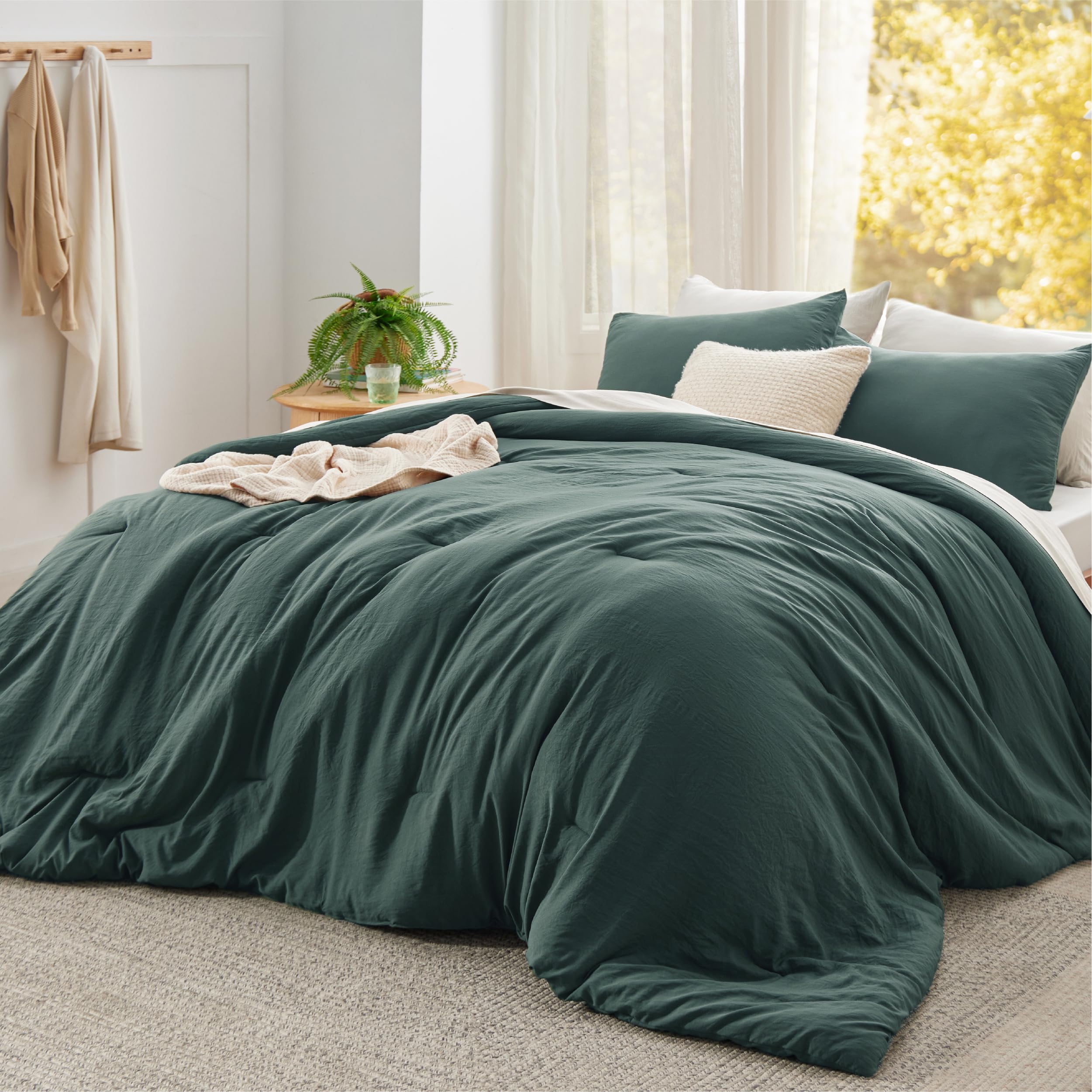 Bedsure King Comforter Set, Beige Soft Prewashed Bedding for All Seasons, 3 Pieces GentleSoft™ Bed Set, 1 Lightweight Comforter (104"x90") and 2 Pillowcases (20"x36")