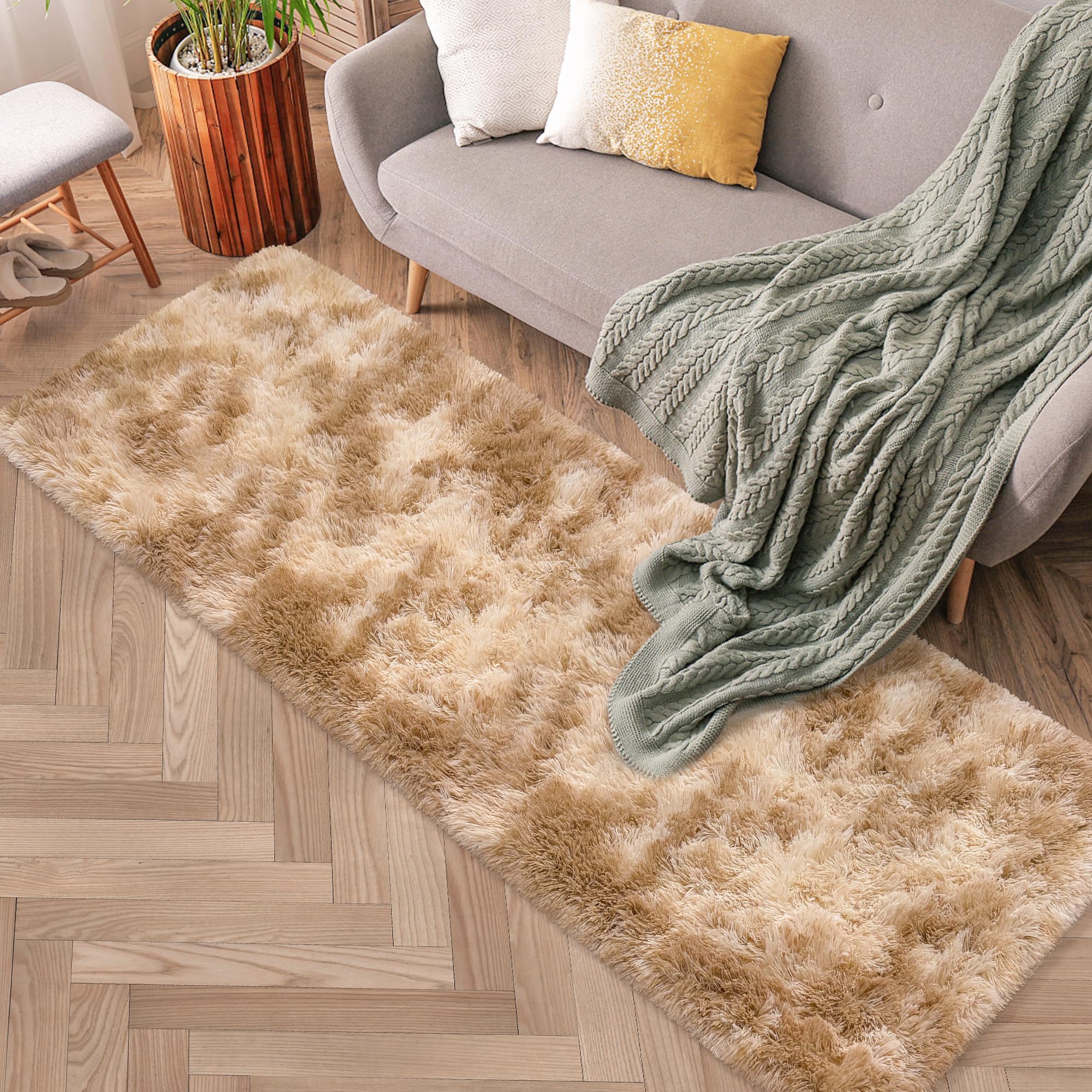 5x8 Ft Light Grey Large Area Rugs for Bedroom,Fluffy Furry Rug Floor Carpets Shaggy Playing Mat for Kids Baby Girls Room Nursery Home Decor Tie Dyed Gray Thick Rugs Fuzzy Home Decor