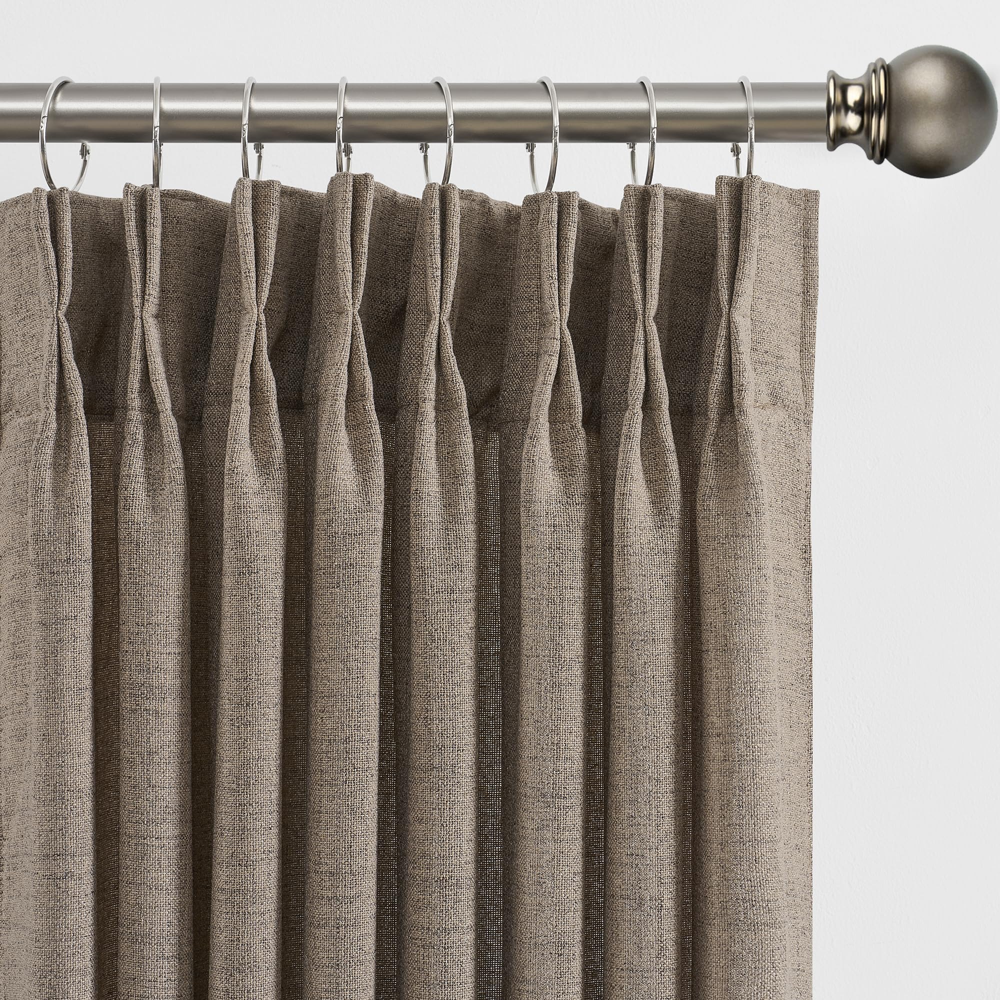 RAIN CITY 102 Inch Curtains Pinch Pleated 2 Panels Set, Back Tab with Hooks Semi Sheer Linen Curtains for Living Room Primitive Window Drapes for Sliding Door Sand Beach Decor 42 Each Wide
