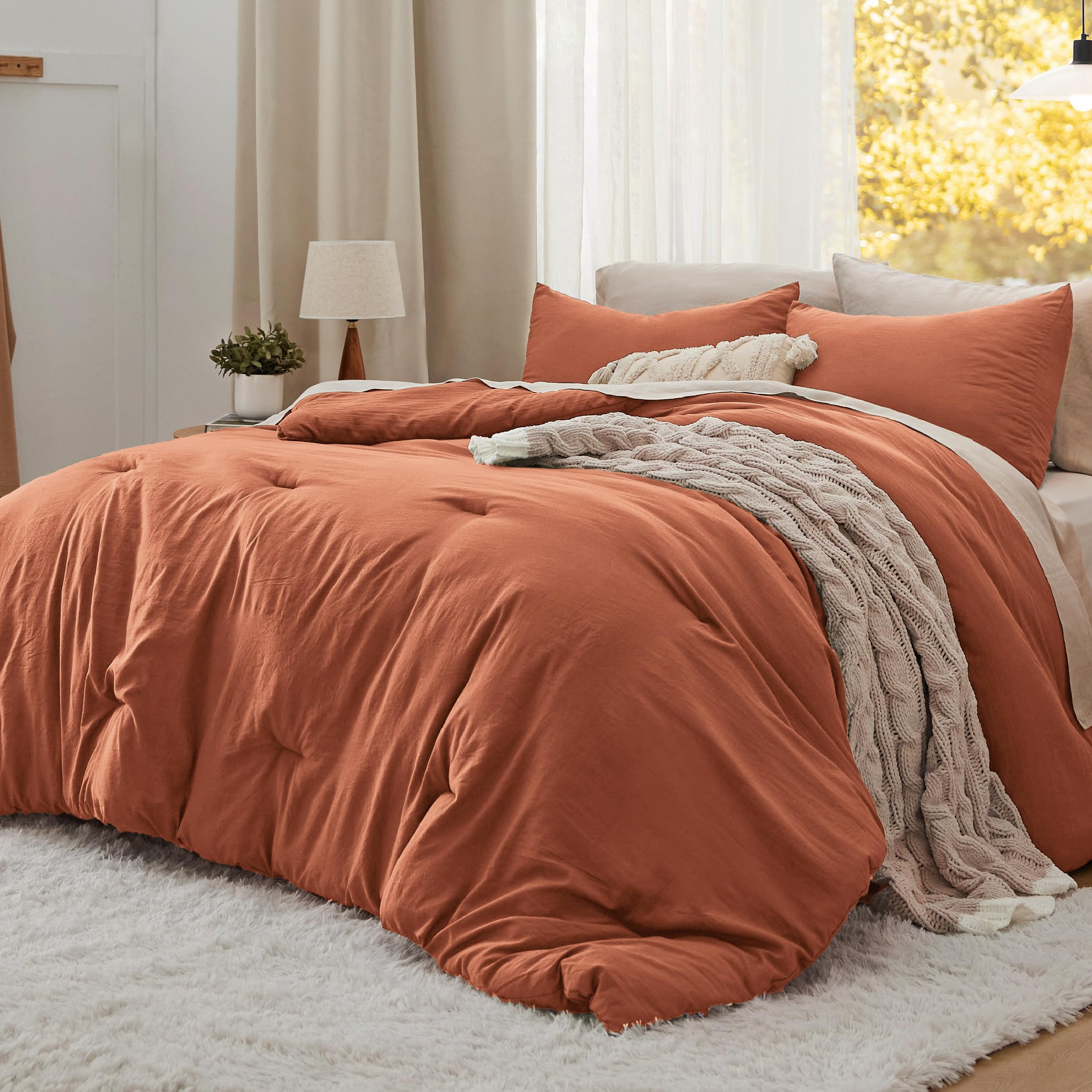 Bedsure King Comforter Set, Beige Soft Prewashed Bedding for All Seasons, 3 Pieces GentleSoft™ Bed Set, 1 Lightweight Comforter (104"x90") and 2 Pillowcases (20"x36")