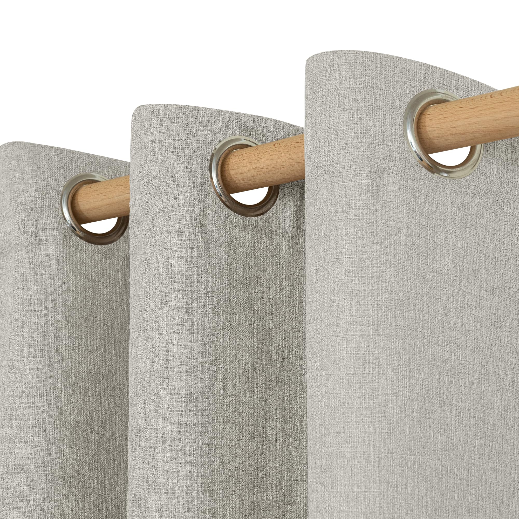 LAMIT Natural Beige Linen Curtains for Bedroom, 84 inches Grommet Thermal Insulated Thick Burlap Farmhouse Neutral Curtains Noise Reducing Light Filtering Drapes for Living Room, 2 Panels, W60 x L84