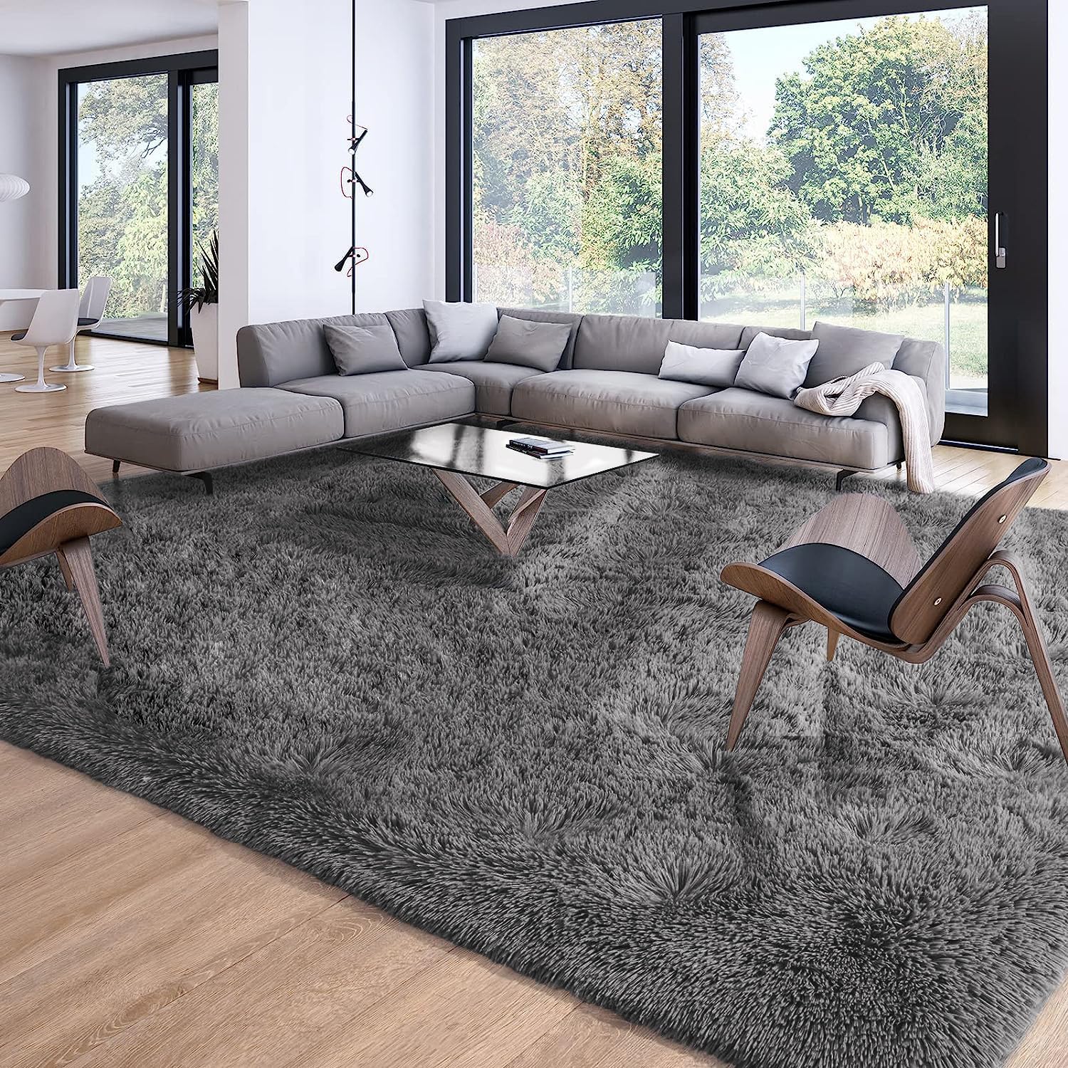 Merelax Soft Modern Indoor Shaggy Area Rug for Bedroom Livingroom Dorm Kids Room Home Decorative, Non-Slip Plush Fluffy Furry Fur Rugs Comfy Nursery Accent Floor Carpet 2x3 Feet, Black
