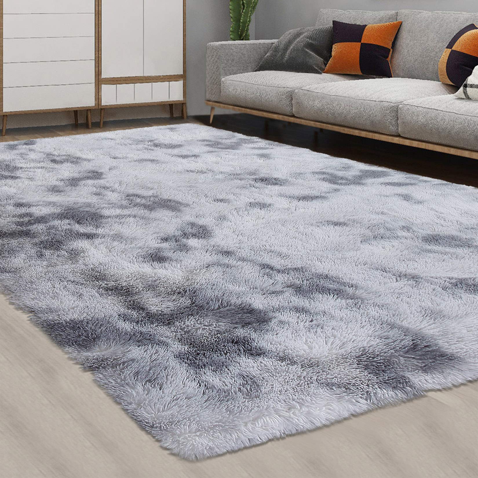 CAROMIO 10x13 Fluffy Area Rugs Extra Large Plush and Thick Faux Fur Shag Rug for Living Room Non-Slip Non-Shedding Accent Rug Carpet for Bedroom, Fuzzy Shaggy Rugs for Kids Nursery Dorm, Black