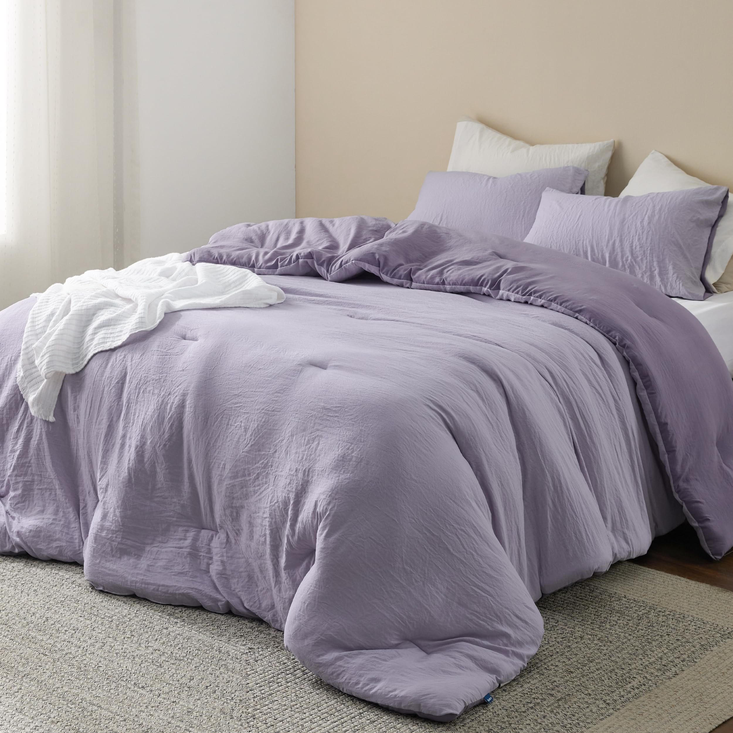 Bedsure King Comforter Set, Beige Soft Prewashed Bedding for All Seasons, 3 Pieces GentleSoft™ Bed Set, 1 Lightweight Comforter (104"x90") and 2 Pillowcases (20"x36")