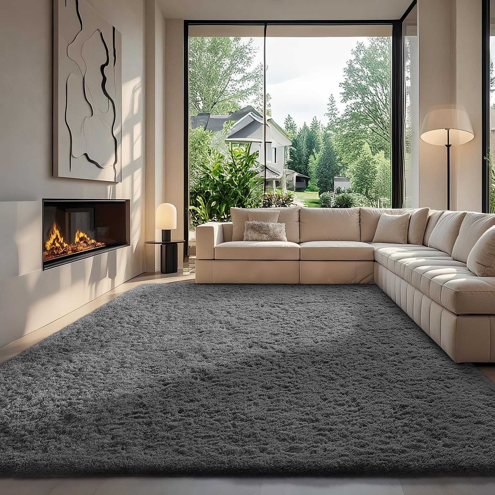 Ophanie Beige Rugs for Living Room Bedroom, 5x8 Fluffy Fuzzy Furry Carpet, Plush Soft Shaggy Bedside Indoor Floor Area Rug for Kids Girls Boys Baby Teen Dorm Nursery Home Decor Aesthetic