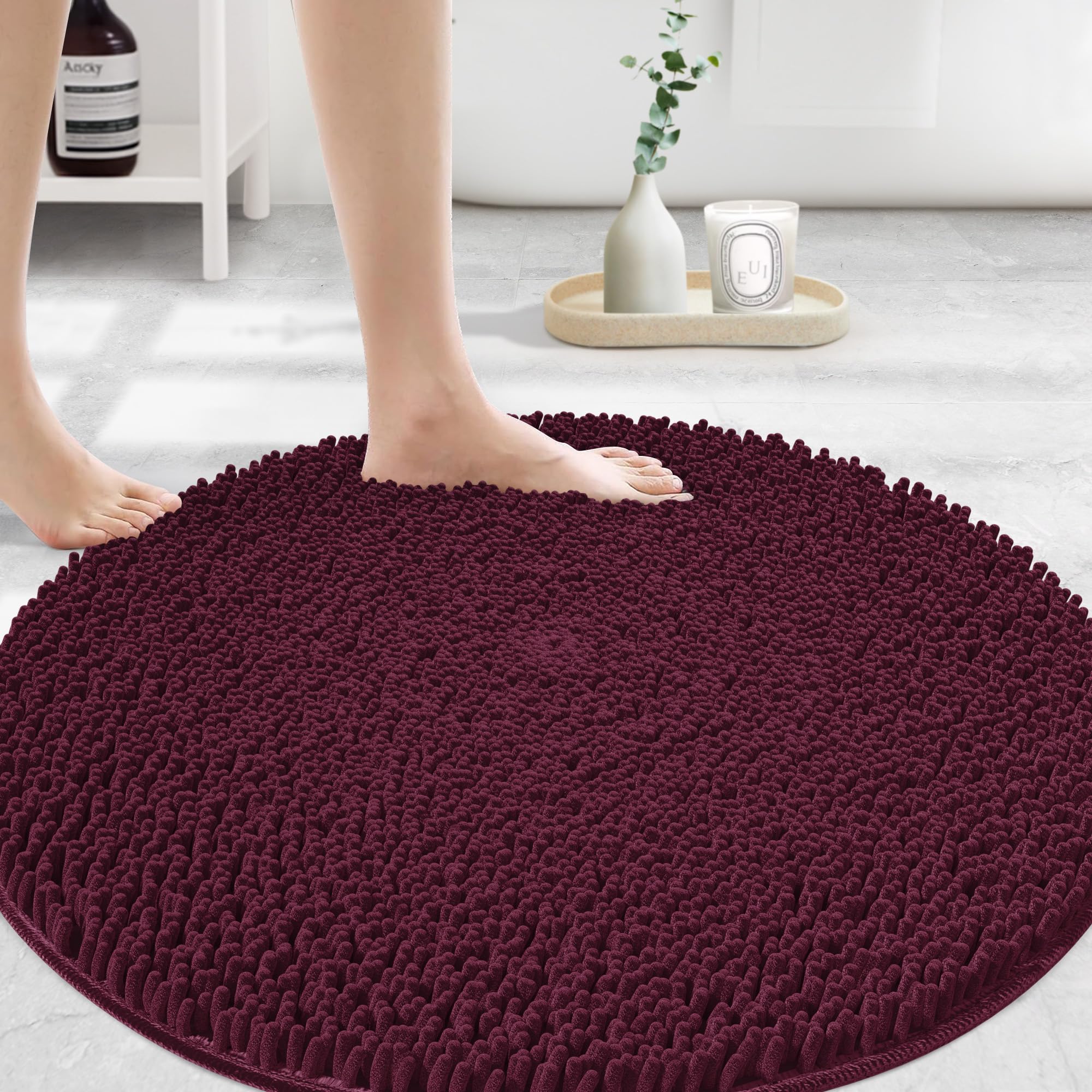 MAYSHINE Plush Shaggy Chenille Bath Mat | Extra Soft, Super Absorbent, Non-Slip Bathroom Rug | Fluffy Microfiber, Area Rug Sets for Bathroom Floor, Kitchen, Living Room | 59"x31" | Beige