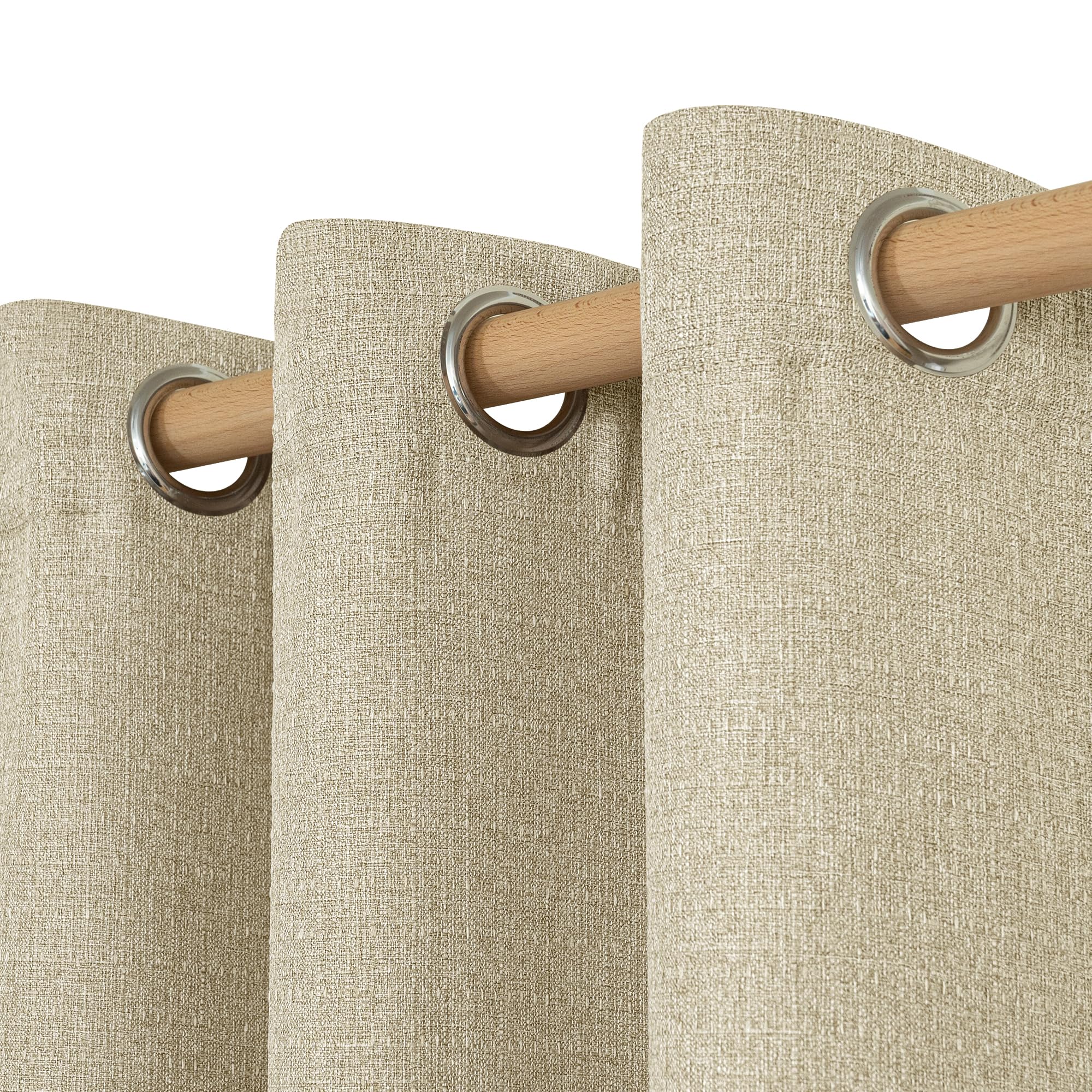 LAMIT Natural Beige Linen Curtains for Bedroom, 84 inches Grommet Thermal Insulated Thick Burlap Farmhouse Neutral Curtains Noise Reducing Light Filtering Drapes for Living Room, 2 Panels, W60 x L84