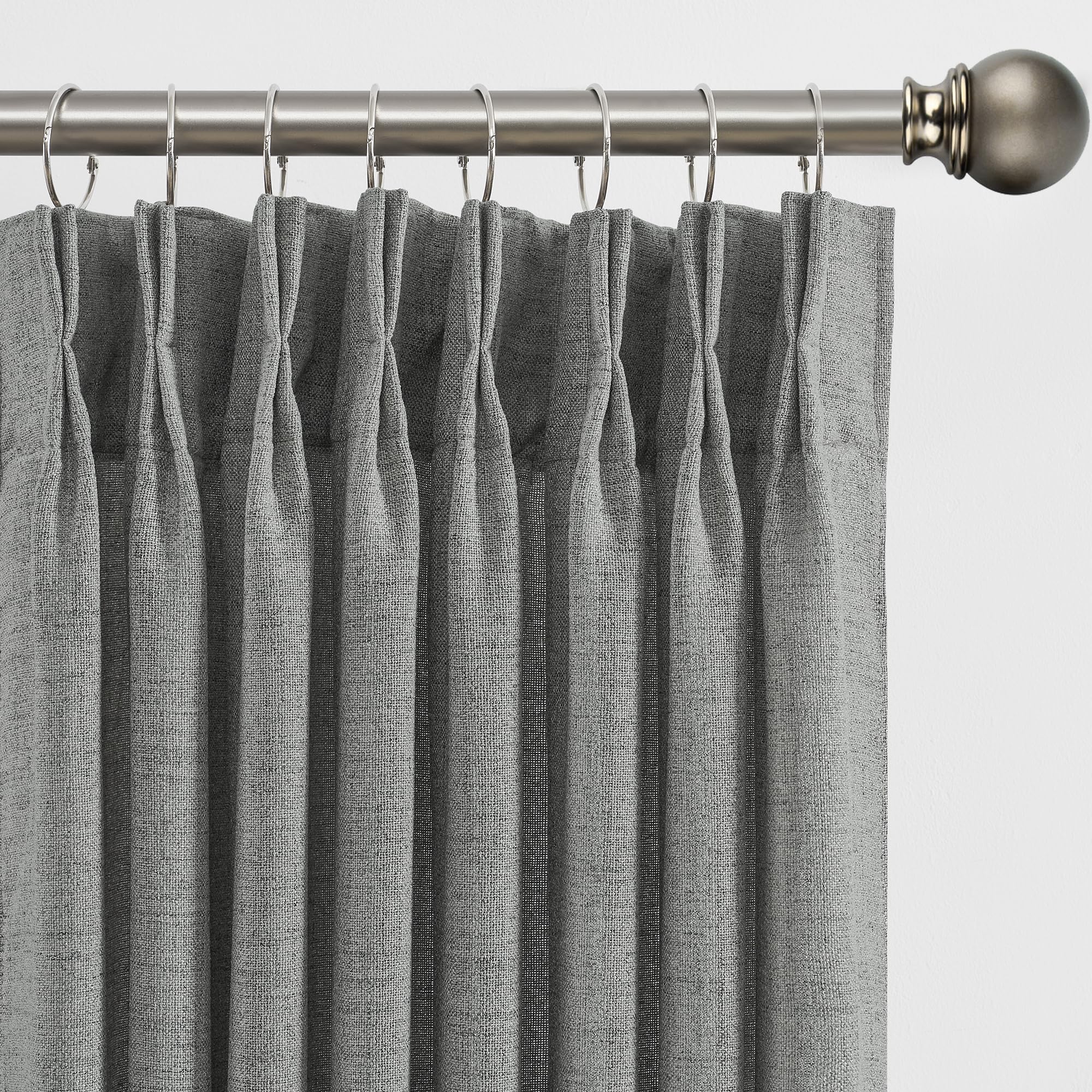 RAIN CITY 102 Inch Curtains Pinch Pleated 2 Panels Set, Back Tab with Hooks Semi Sheer Linen Curtains for Living Room Primitive Window Drapes for Sliding Door Sand Beach Decor 42 Each Wide