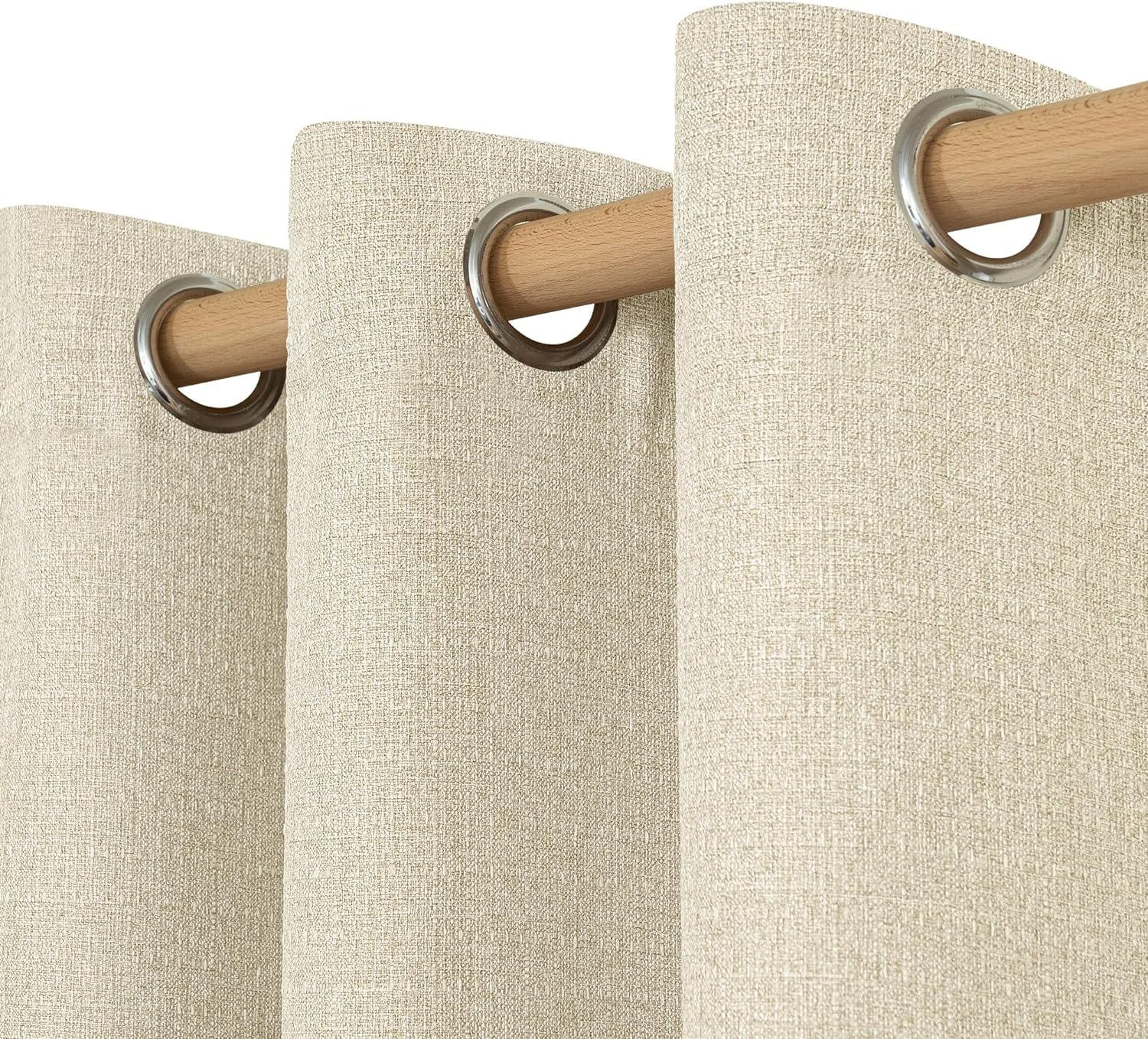 LAMIT Natural Beige Linen Curtains for Bedroom, 84 inches Grommet Thermal Insulated Thick Burlap Farmhouse Neutral Curtains Noise Reducing Light Filtering Drapes for Living Room, 2 Panels, W60 x L84
