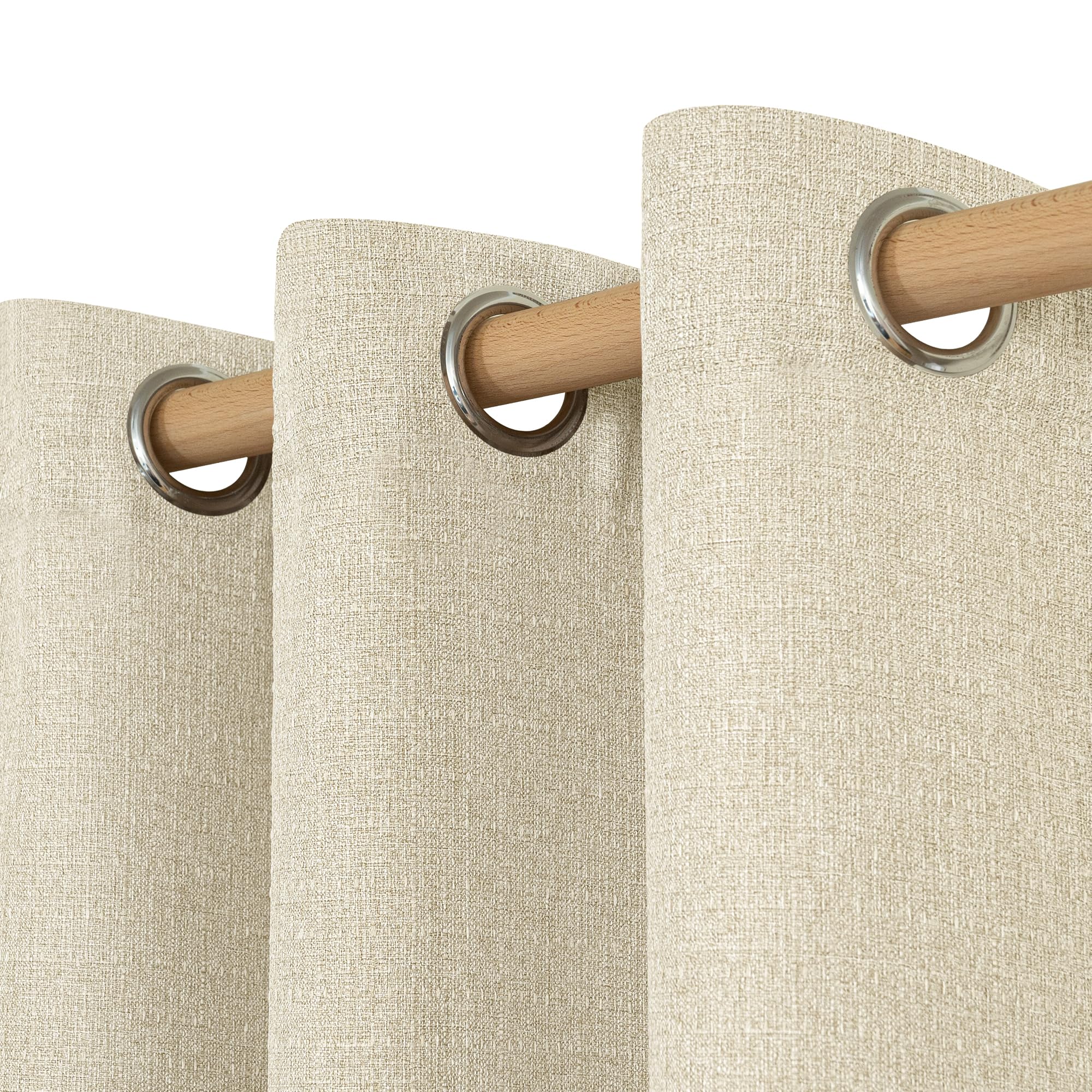 LAMIT Natural Beige Linen Curtains for Bedroom, 84 inches Grommet Thermal Insulated Thick Burlap Farmhouse Neutral Curtains Noise Reducing Light Filtering Drapes for Living Room, 2 Panels, W60 x L84