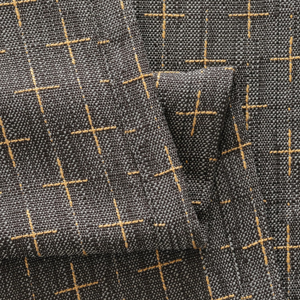 MIULEE Decorative Back Tab Linen Curtains with Geometric Pattern for Living Room Bedroom Farmhouse Rustic Thick Woven Textured Patterned Floor to Ceiling Drapes 102 Inch Long 2 Panels, Dark Grey