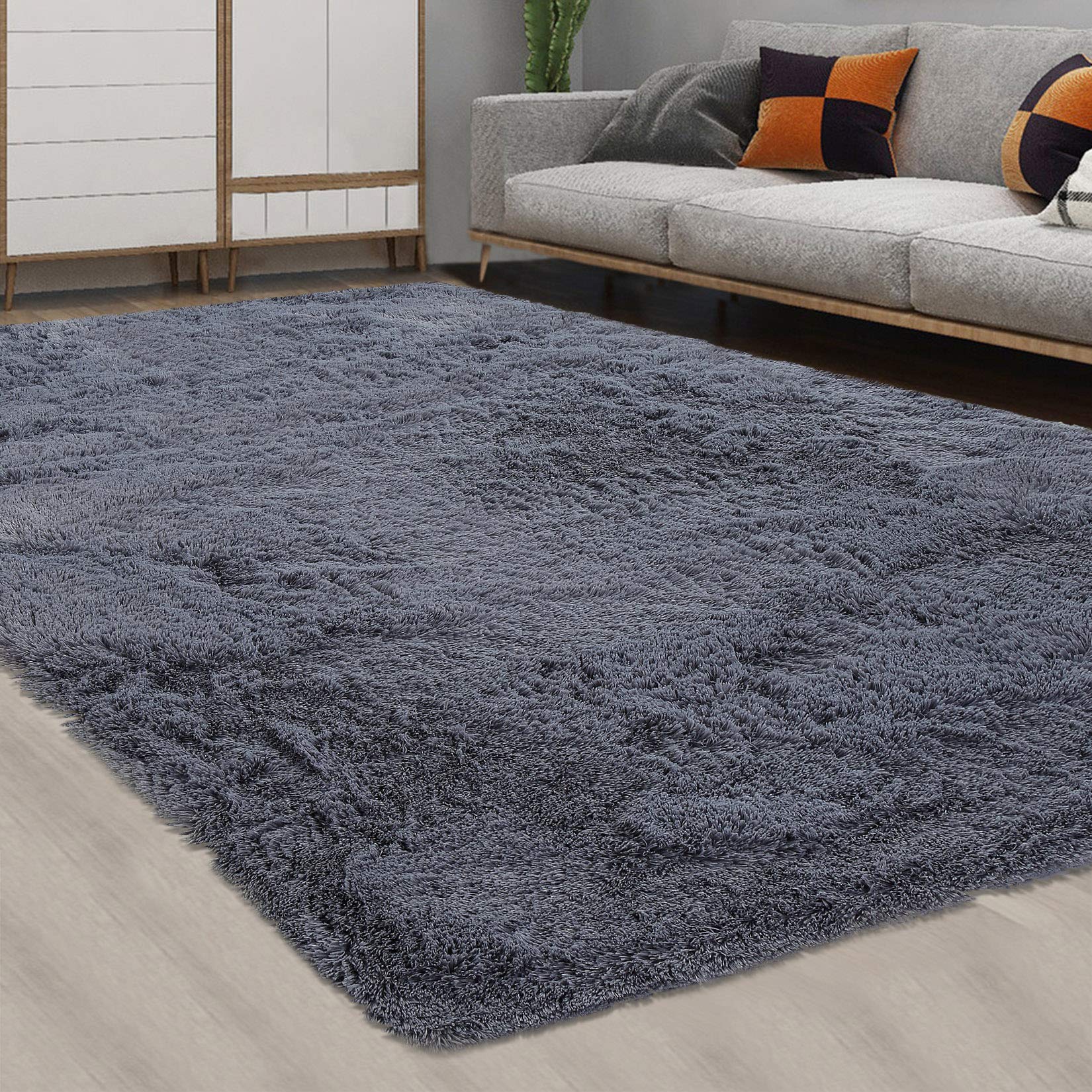 CAROMIO 10x13 Fluffy Area Rugs Extra Large Plush and Thick Faux Fur Shag Rug for Living Room Non-Slip Non-Shedding Accent Rug Carpet for Bedroom, Fuzzy Shaggy Rugs for Kids Nursery Dorm, Black