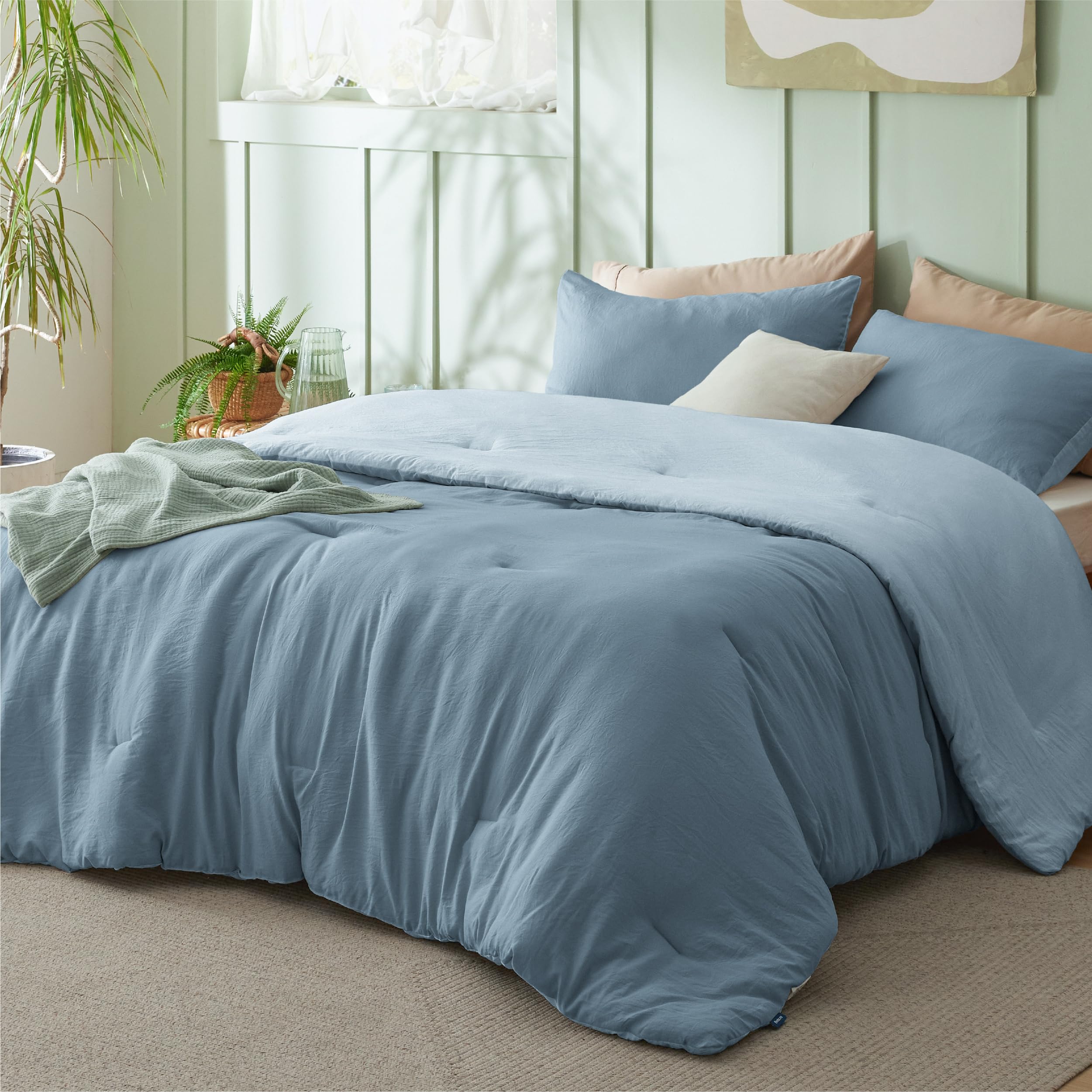 Bedsure King Comforter Set, Beige Soft Prewashed Bedding for All Seasons, 3 Pieces GentleSoft™ Bed Set, 1 Lightweight Comforter (104"x90") and 2 Pillowcases (20"x36")