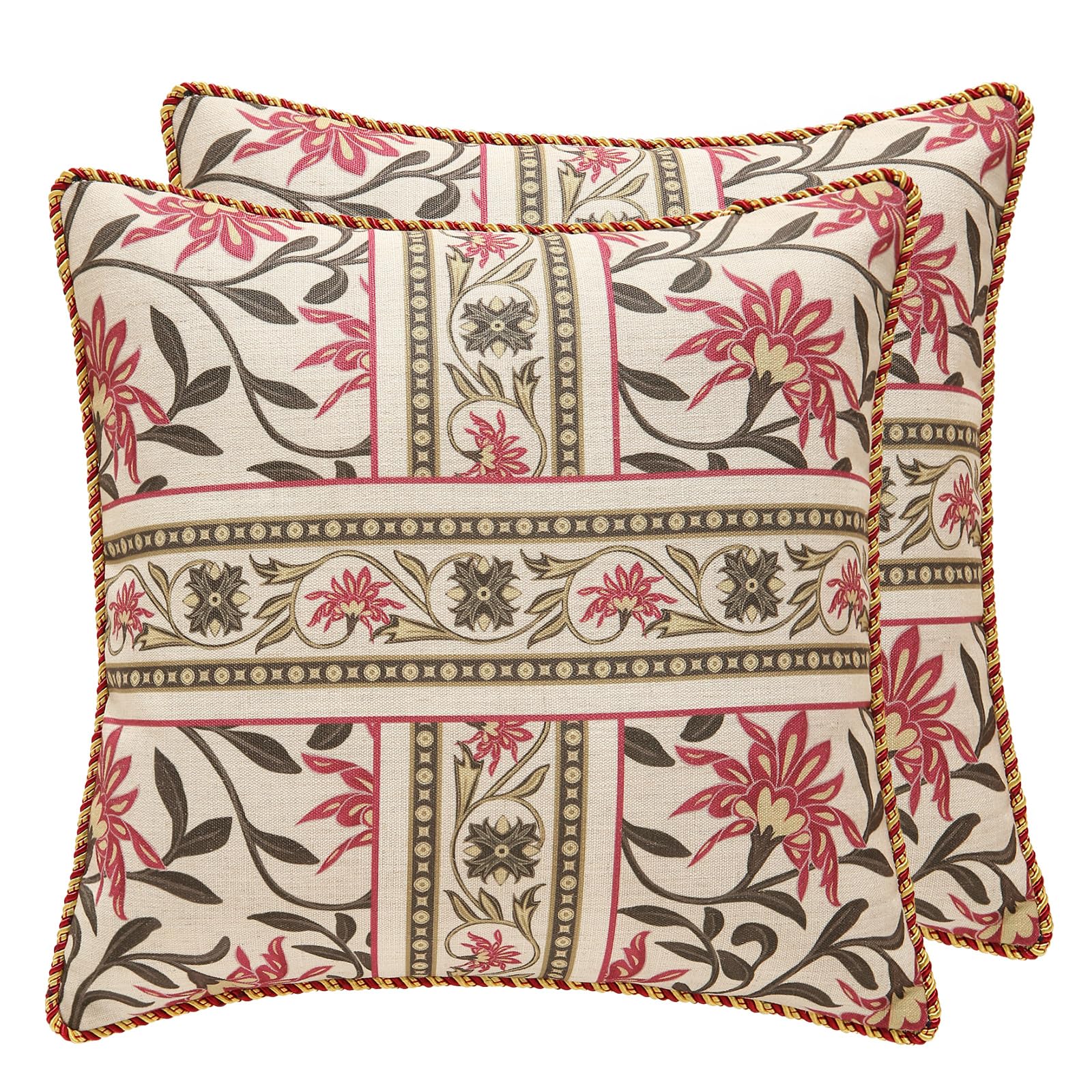patdrea Designer Throw Pillow Covers for Couch 18"x18",Vintage Linen Pillows Cover with Cheetah Pattern and Luxury Pendant,Farmhouse Decorative Pillowcases for Bed Living Room Outdoor Set of 2