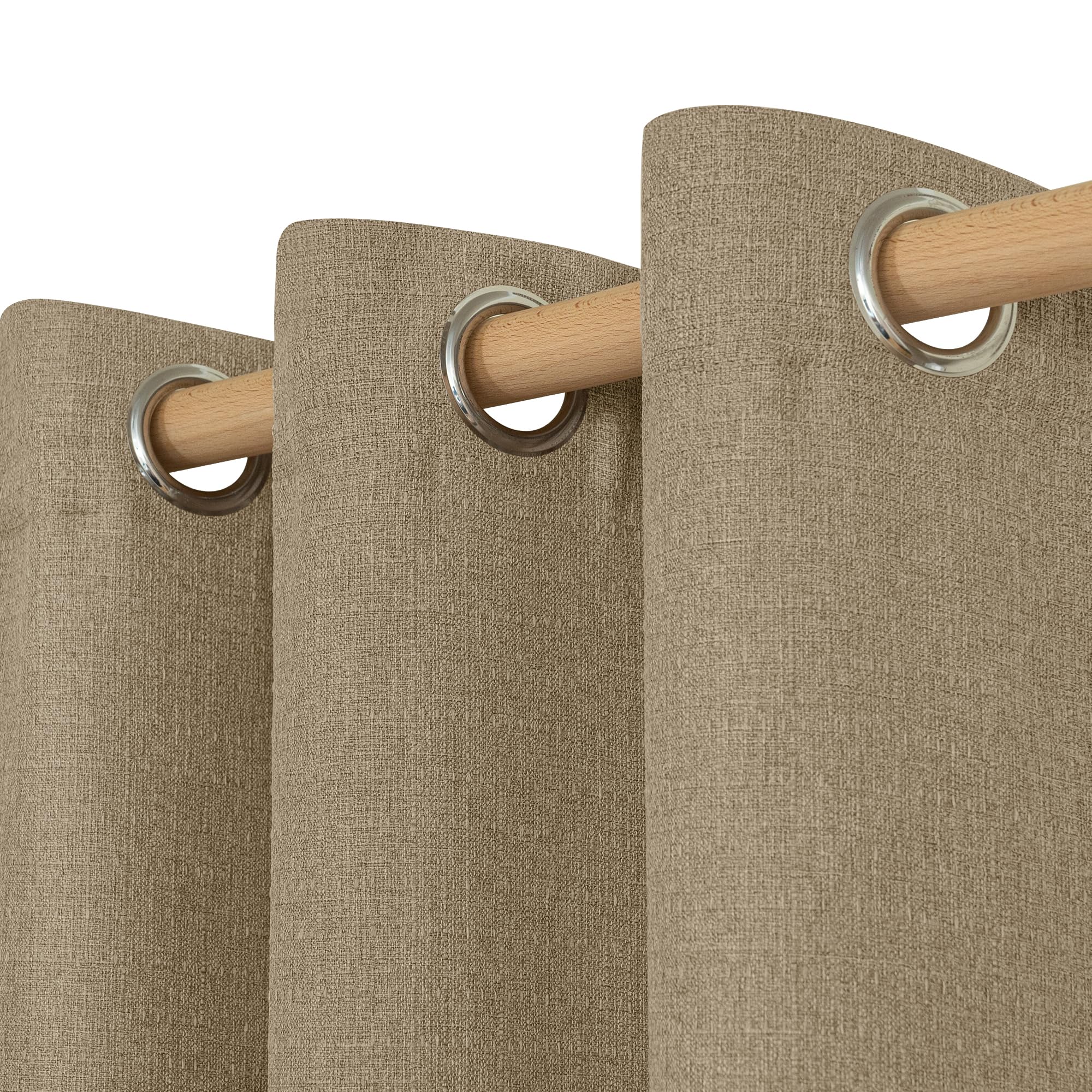 LAMIT Natural Beige Linen Curtains for Bedroom, 84 inches Grommet Thermal Insulated Thick Burlap Farmhouse Neutral Curtains Noise Reducing Light Filtering Drapes for Living Room, 2 Panels, W60 x L84