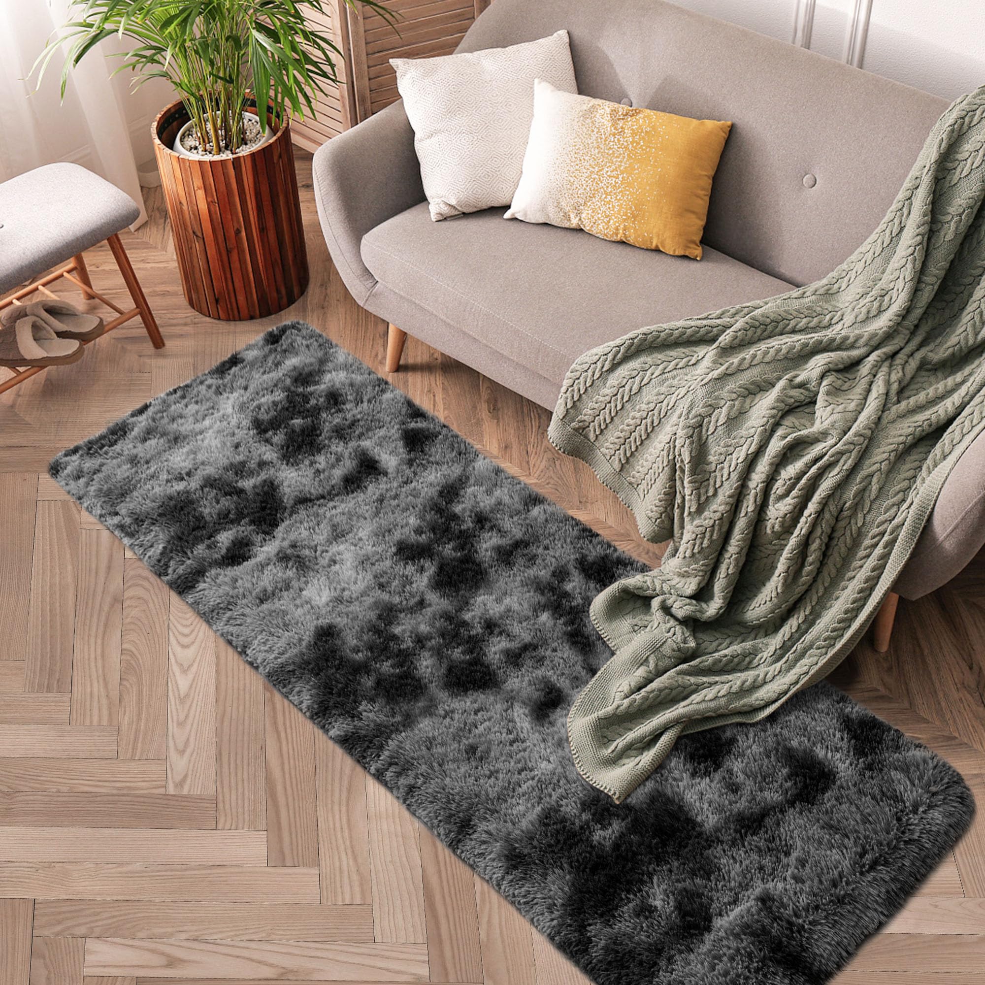 5x8 Ft Light Grey Large Area Rugs for Bedroom,Fluffy Furry Rug Floor Carpets Shaggy Playing Mat for Kids Baby Girls Room Nursery Home Decor Tie Dyed Gray Thick Rugs Fuzzy Home Decor