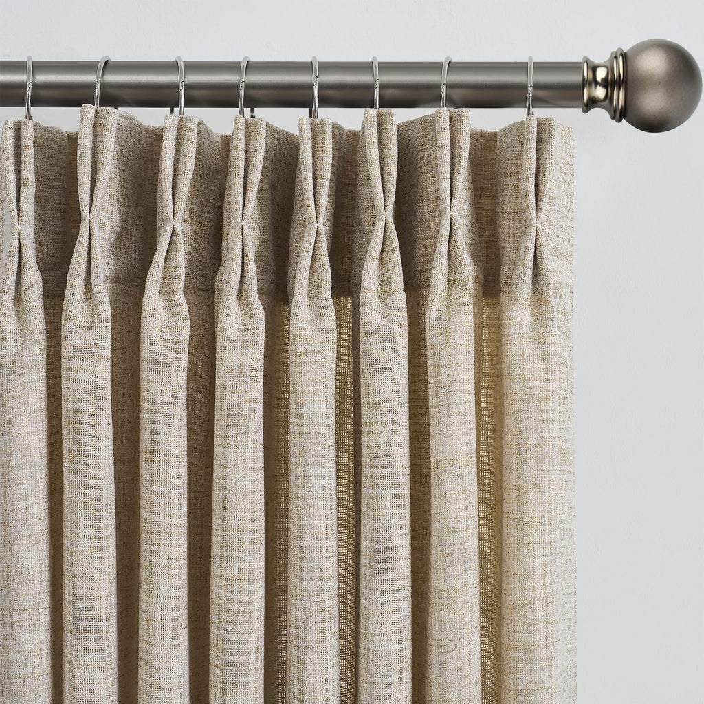 RAIN CITY 102 Inch Curtains Pinch Pleated 2 Panels Set, Back Tab with Hooks Semi Sheer Linen Curtains for Living Room Primitive Window Drapes for Sliding Door Sand Beach Decor 42 Each Wide