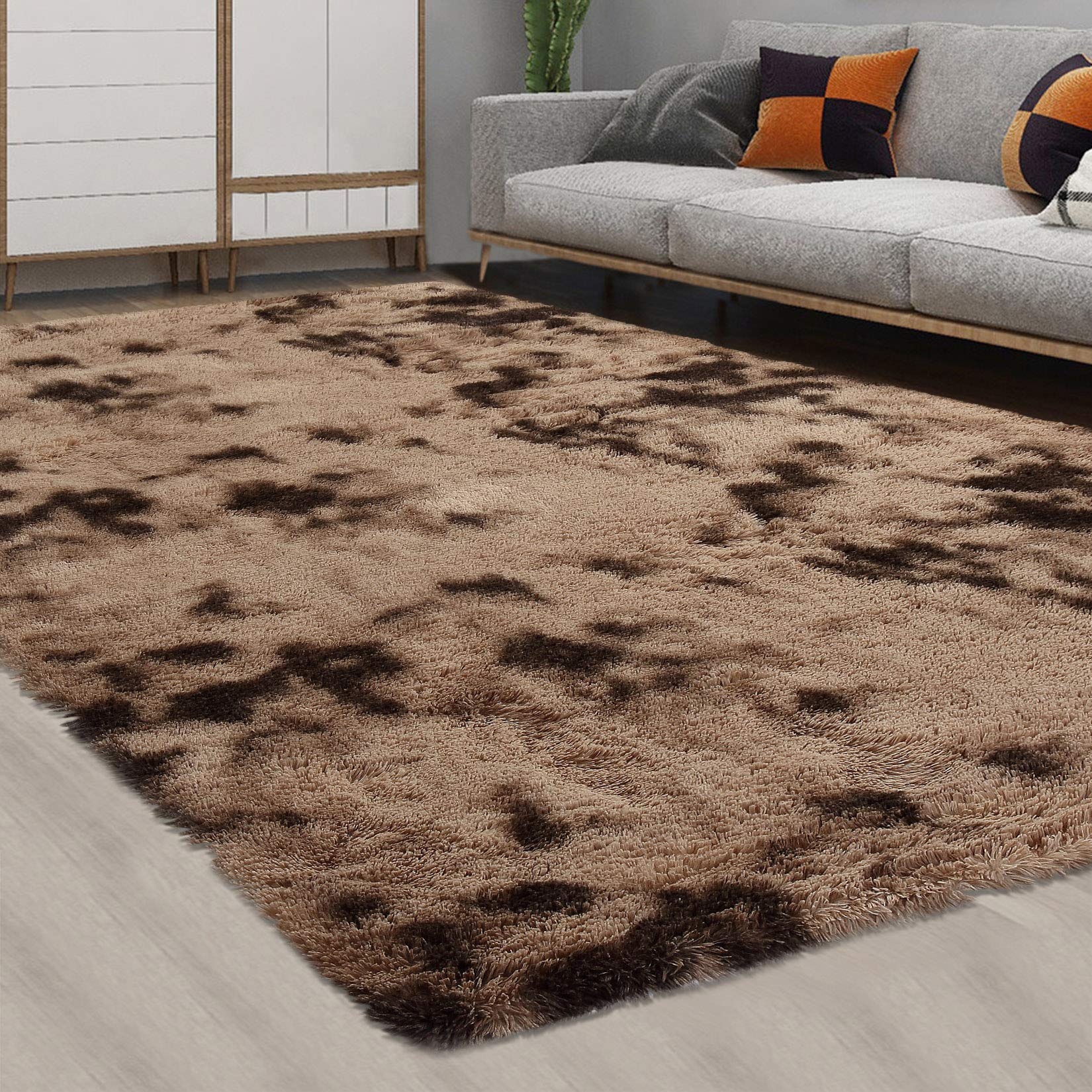 CAROMIO 10x13 Fluffy Area Rugs Extra Large Plush and Thick Faux Fur Shag Rug for Living Room Non-Slip Non-Shedding Accent Rug Carpet for Bedroom, Fuzzy Shaggy Rugs for Kids Nursery Dorm, Black