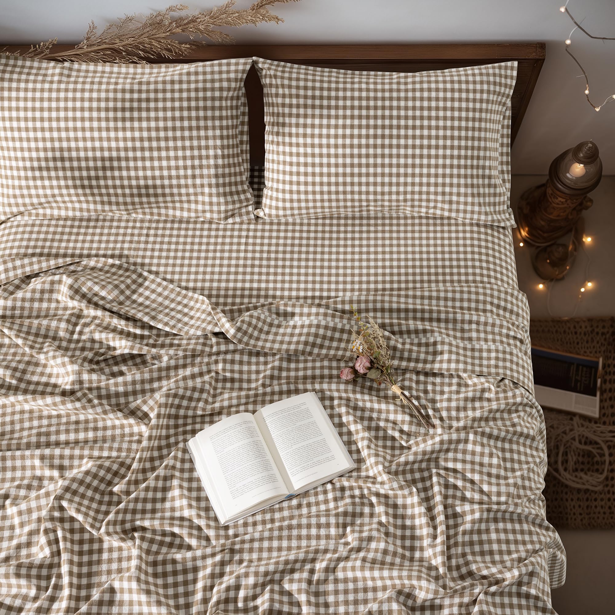LBRO2M 100% Pure Linen Sheet Set Deep Pocket Up to 16" Bed Sheets Sets, Natural Flax Beddings Soft, Breathable, Comfortable for All Seasons 4 Pcs Sheet Set Queen Size, Linen