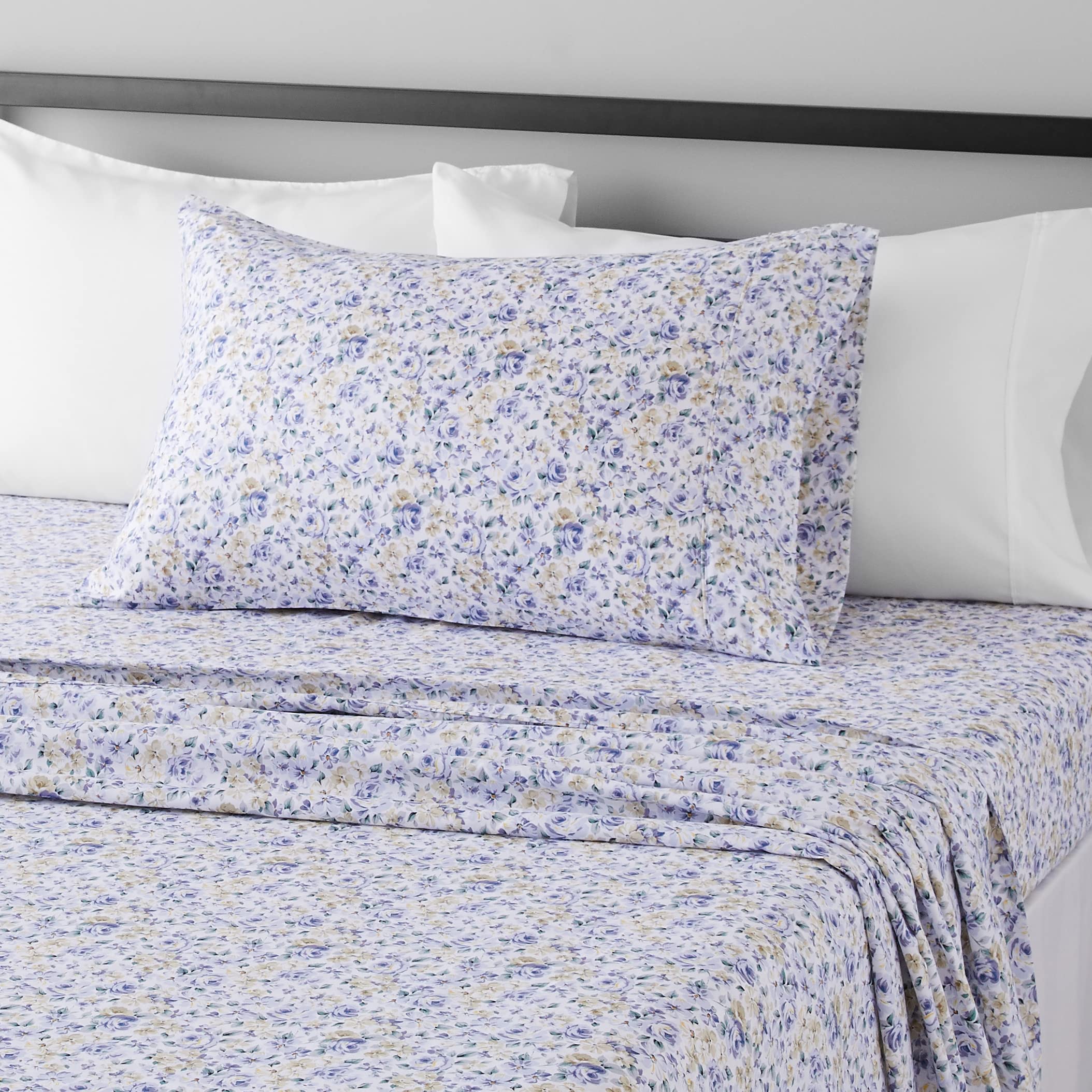 Amazon Basics Lightweight Super Soft Easy Care Wrinkle Free Breathable Brushed Microfiber 3-Piece Bed Sheet Set with 14-Inch Deep Pockets, Twin, Beige, Solid
