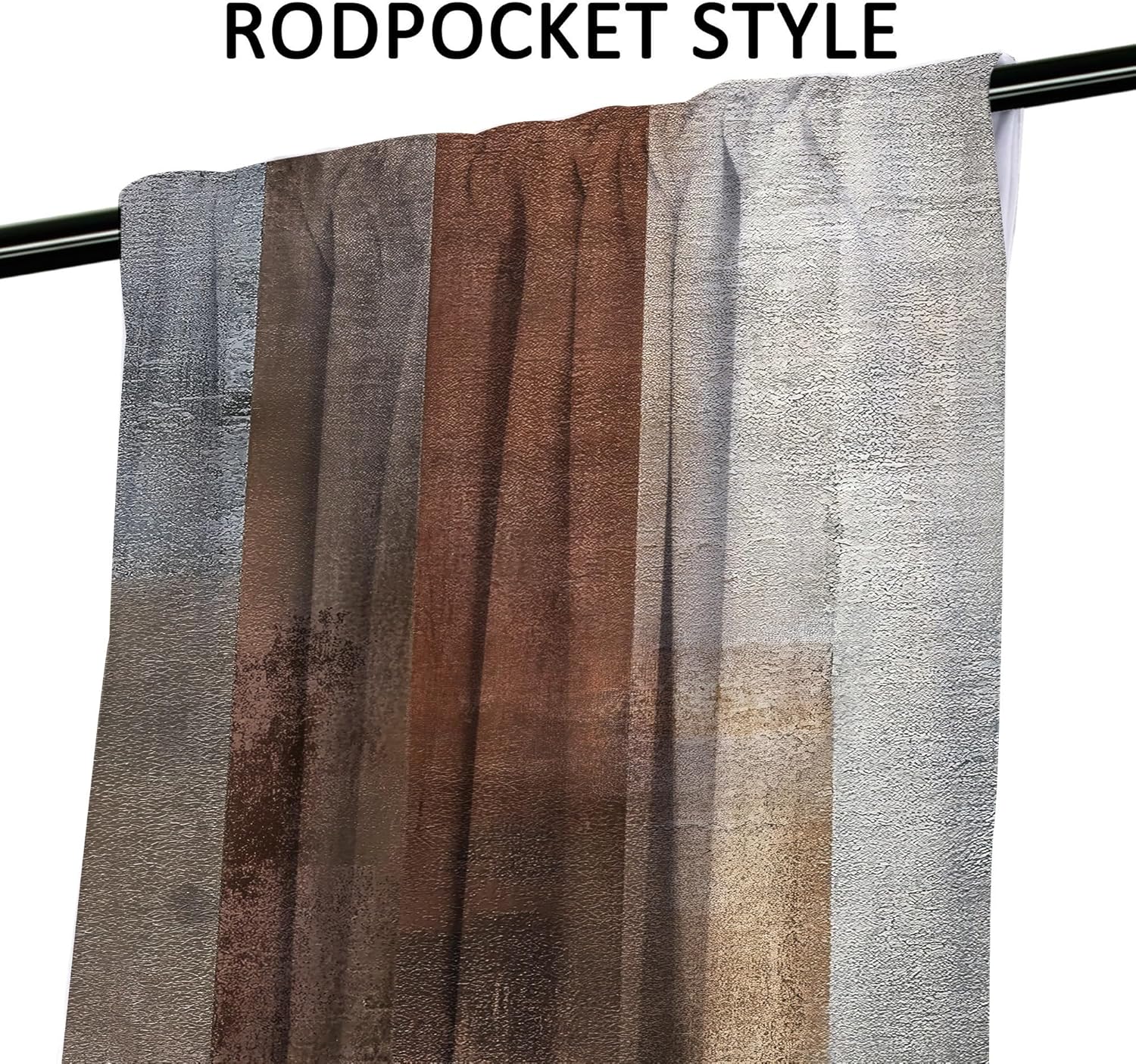 Abstract Brown Grey Curtains 52Wx84H Inch Rod Pocket Rustic Vintage Geometric Blocks Farmhouse Modern Minimalist Art Printed Simple Living Room Bedroom Window Drapes Treatment 2 Panels