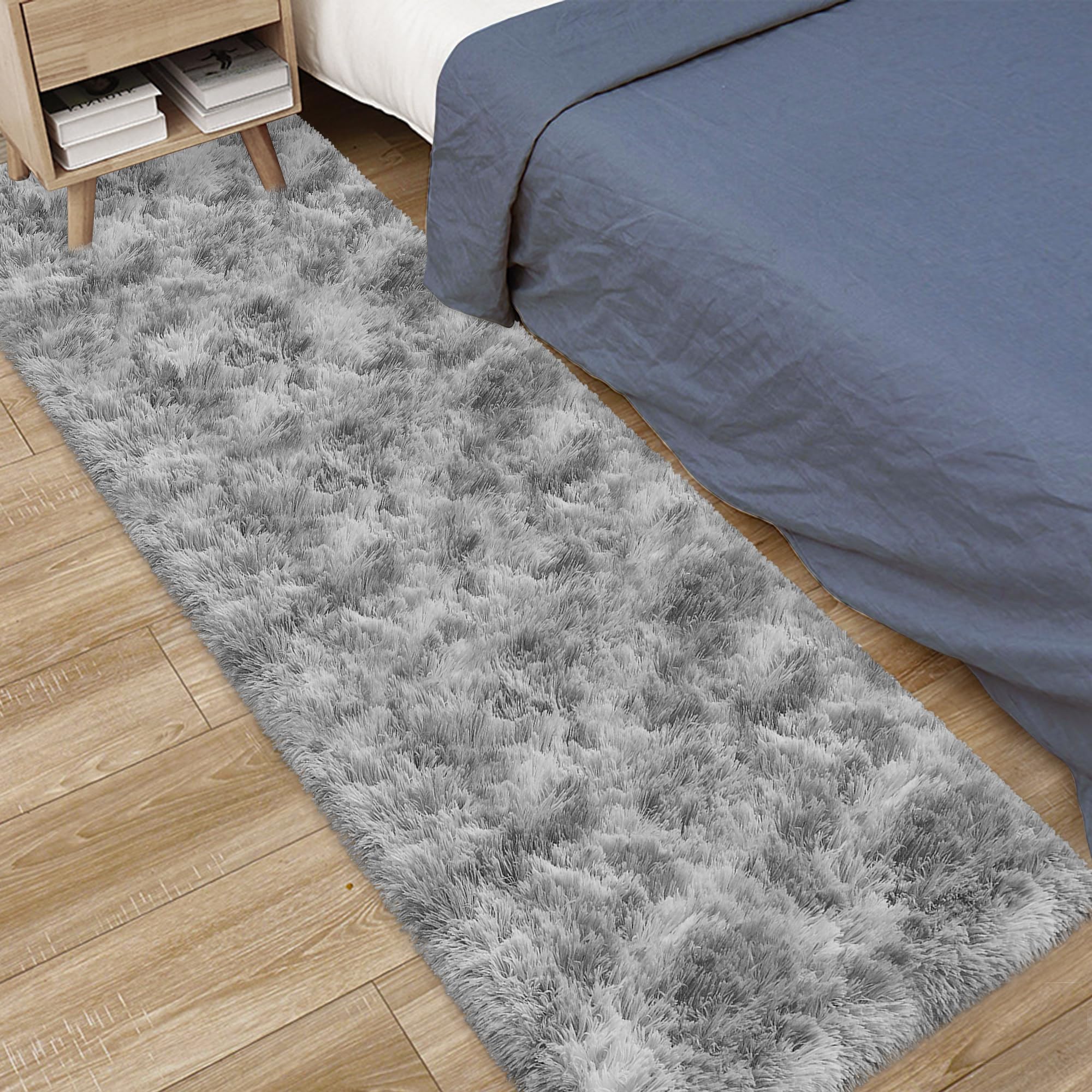 5x8 Ft Light Grey Large Area Rugs for Bedroom,Fluffy Furry Rug Floor Carpets Shaggy Playing Mat for Kids Baby Girls Room Nursery Home Decor Tie Dyed Gray Thick Rugs Fuzzy Home Decor