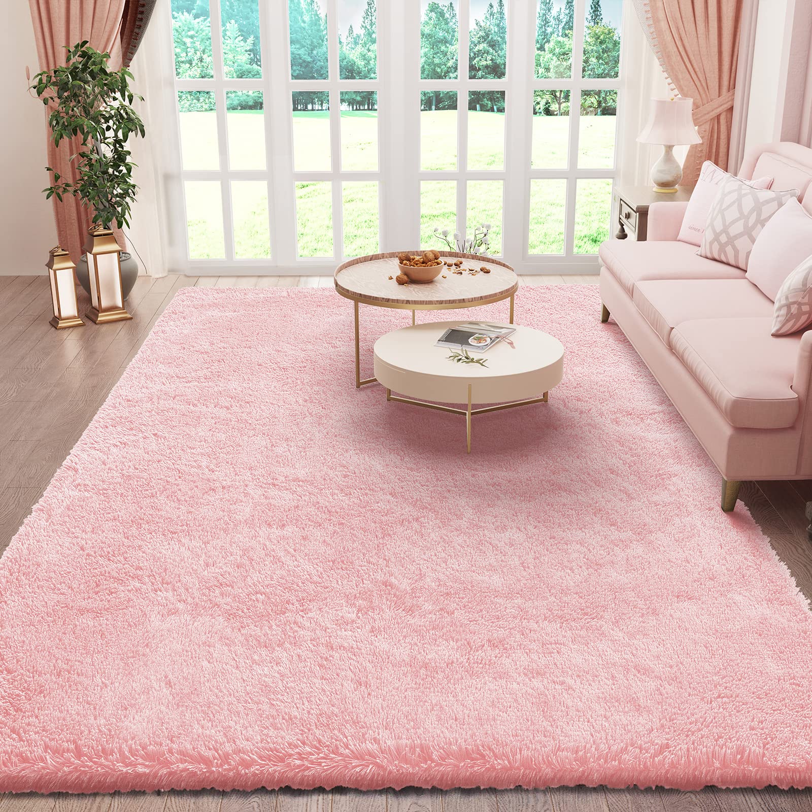 Ophanie Beige Rugs for Living Room Bedroom, 5x8 Fluffy Fuzzy Furry Carpet, Plush Soft Shaggy Bedside Indoor Floor Area Rug for Kids Girls Boys Baby Teen Dorm Nursery Home Decor Aesthetic