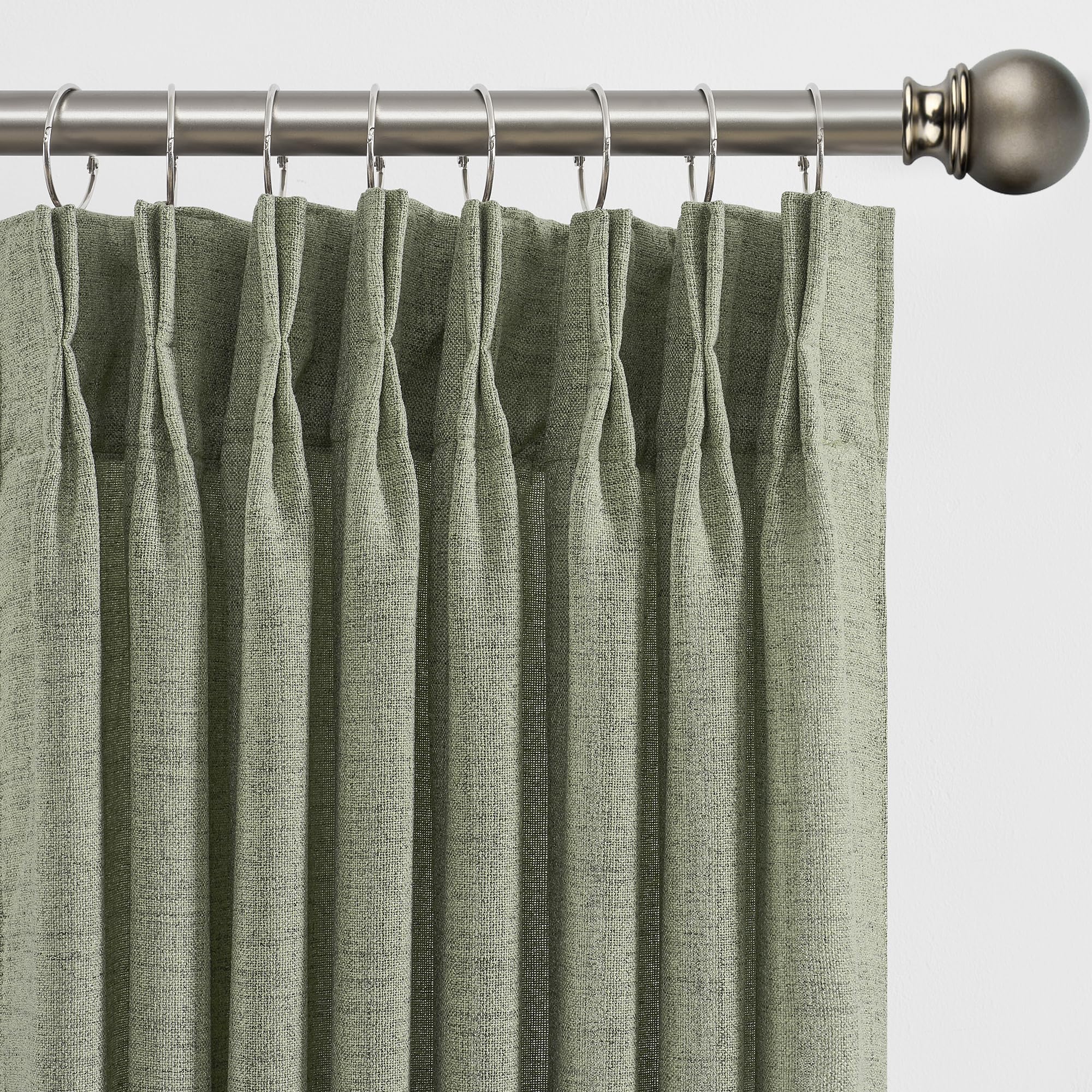 RAIN CITY 102 Inch Curtains Pinch Pleated 2 Panels Set, Back Tab with Hooks Semi Sheer Linen Curtains for Living Room Primitive Window Drapes for Sliding Door Sand Beach Decor 42 Each Wide